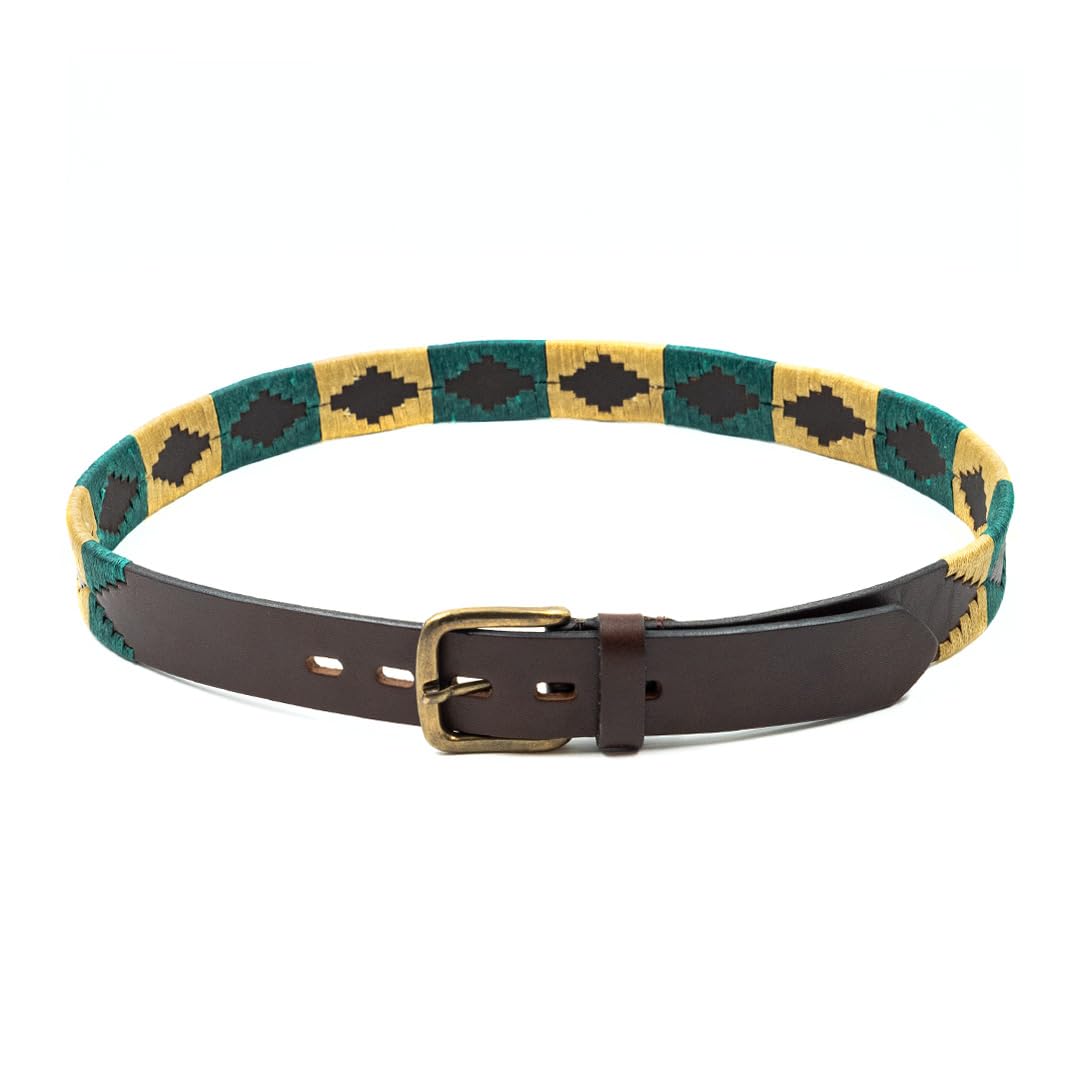 Hand-Stitched Genuine Leather Polo Belt for Men - Classic & Durable Fashion Accessory for Casual, Business & Formal Wear