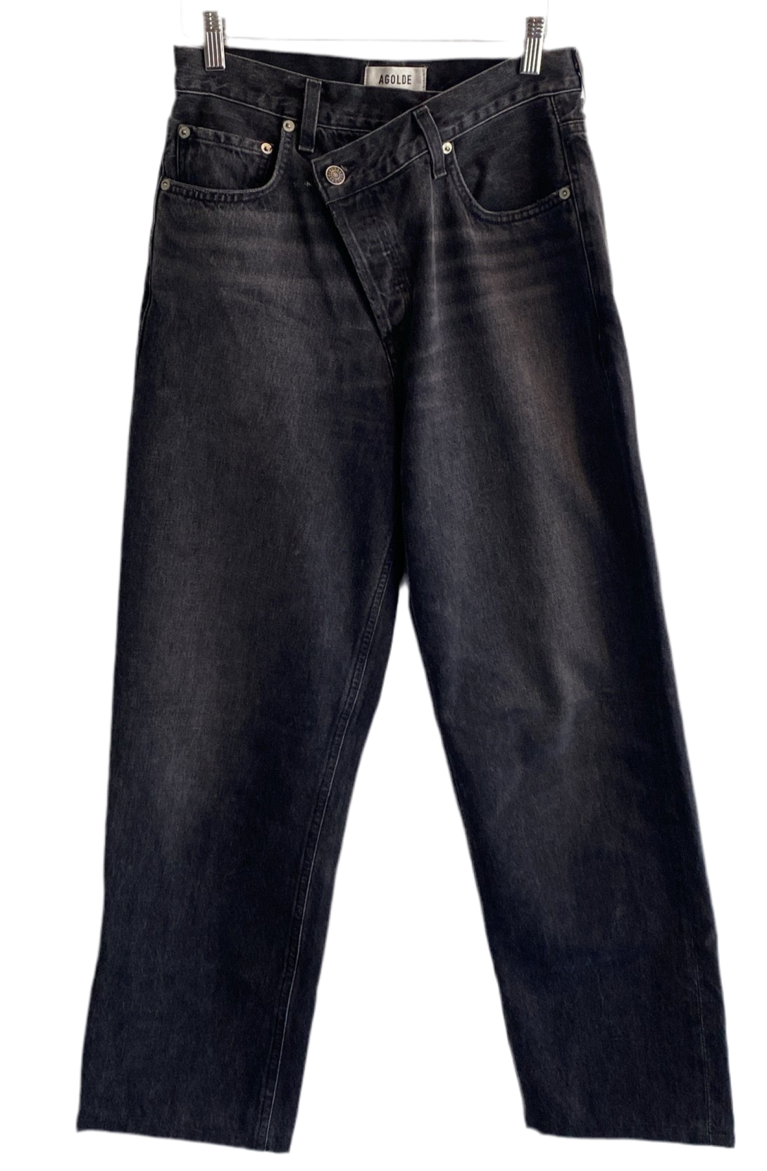 Agolde Black Crossover Denim Jeans for Women | High Waist Skinny Jeans | Stretch Comfort Fit | Perfect for Casual Wear, Night Out & Street Style Fashion
