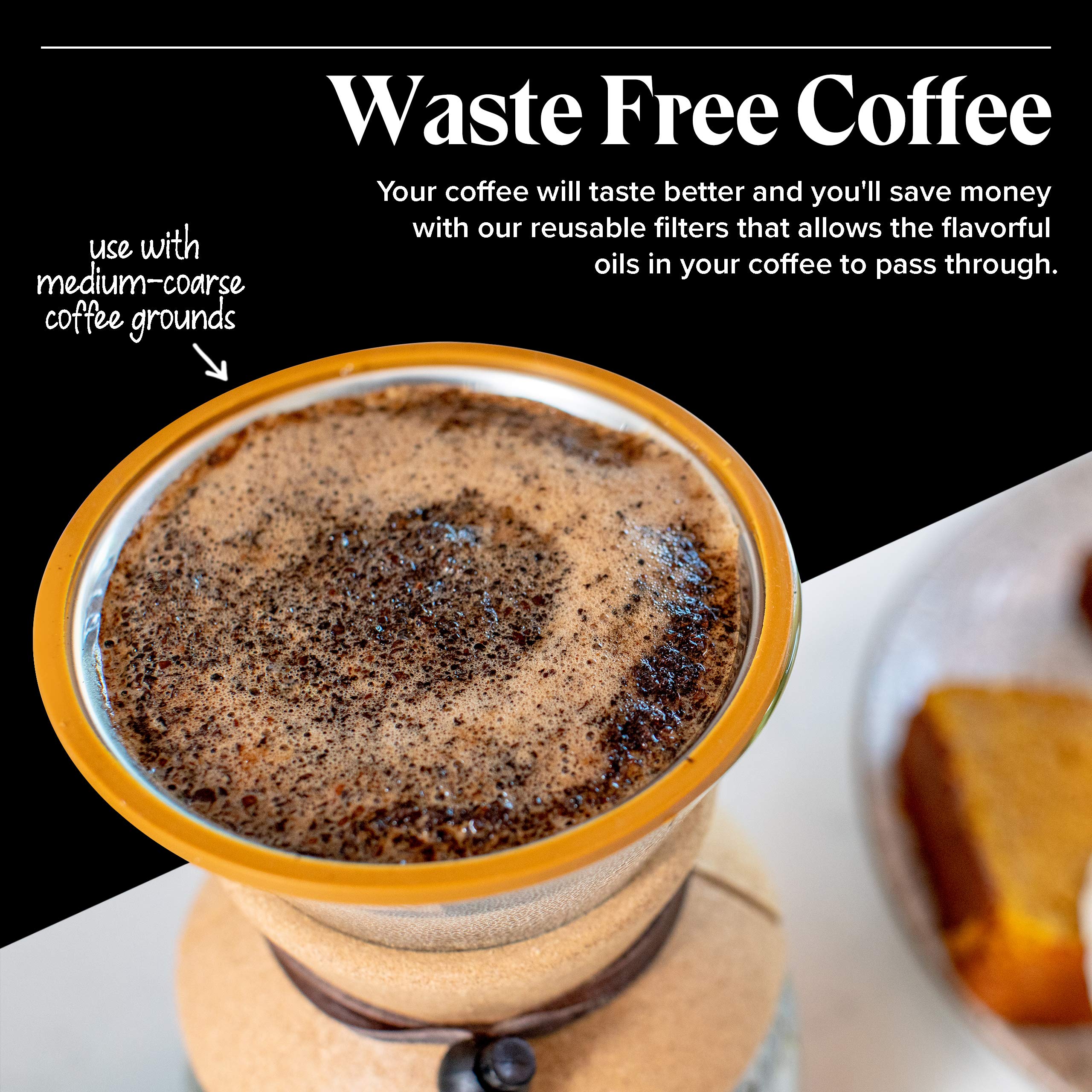 Willow & Everett Pour Over Coffee Dripper with Reusable Stainless Steel Filter - Eco-Friendly Paperless Coffee Maker for Medium Coarse Grounds - Perfect for Home, Office & Camping Brewing