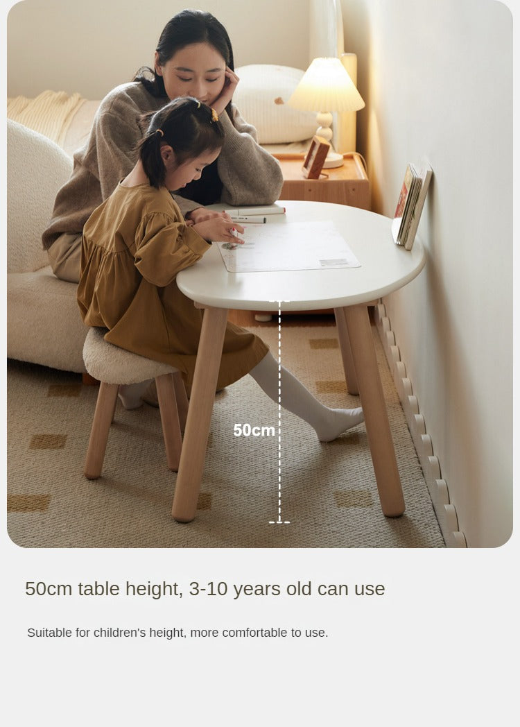 Handmade Birch Solid Wood Kids Study Desk - Ergonomic Peanut-Shaped Table for Children's Learning, Writing & Drawing - Perfect for Home, Classroom & Playroom