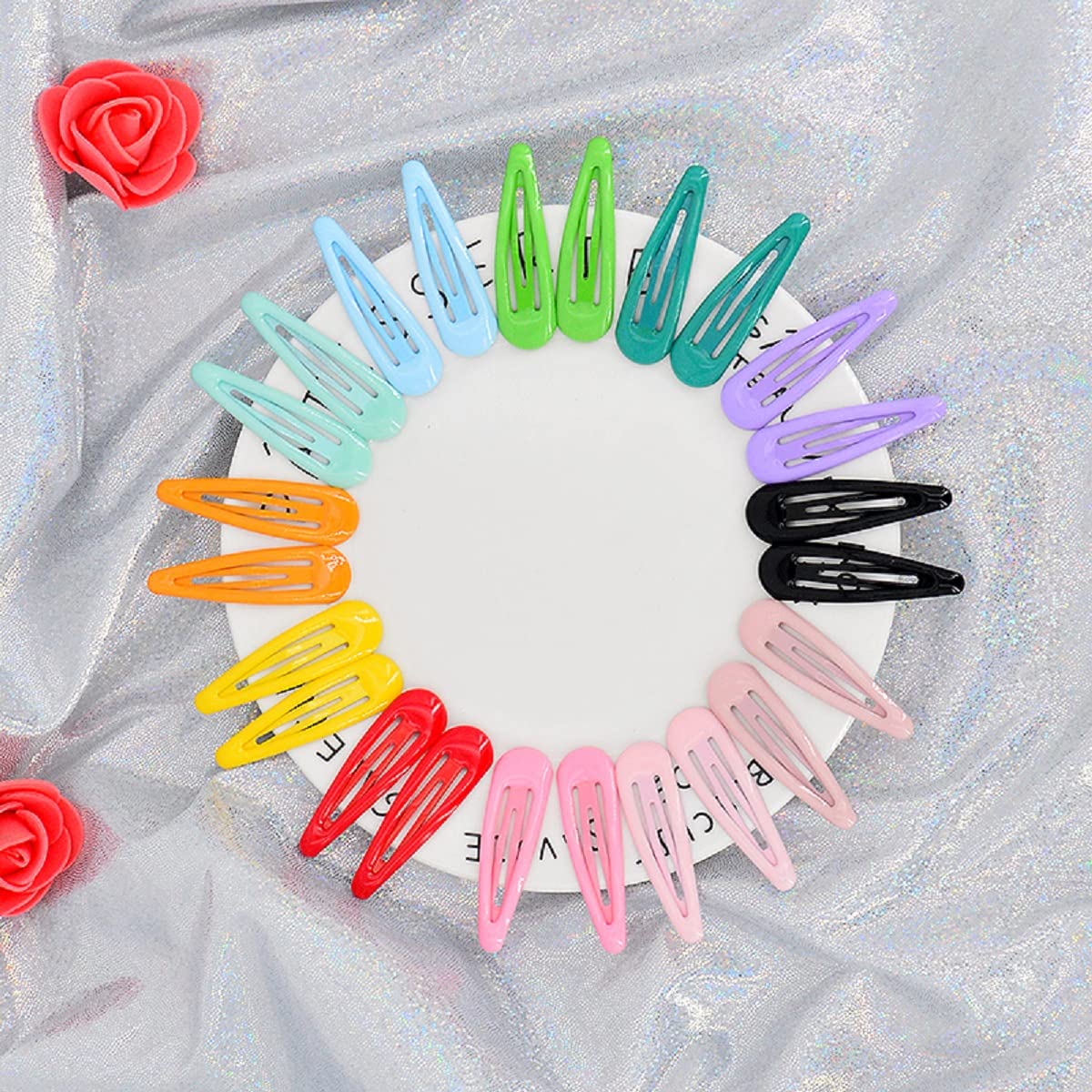 20-Piece Multicolor Stylish Tic Tac Hair Pins with Glossy Finish - Shining Hair Clips for Kids, Girls & Women (Random Colors) - Perfect for School, Parties & Daily Hairstyles