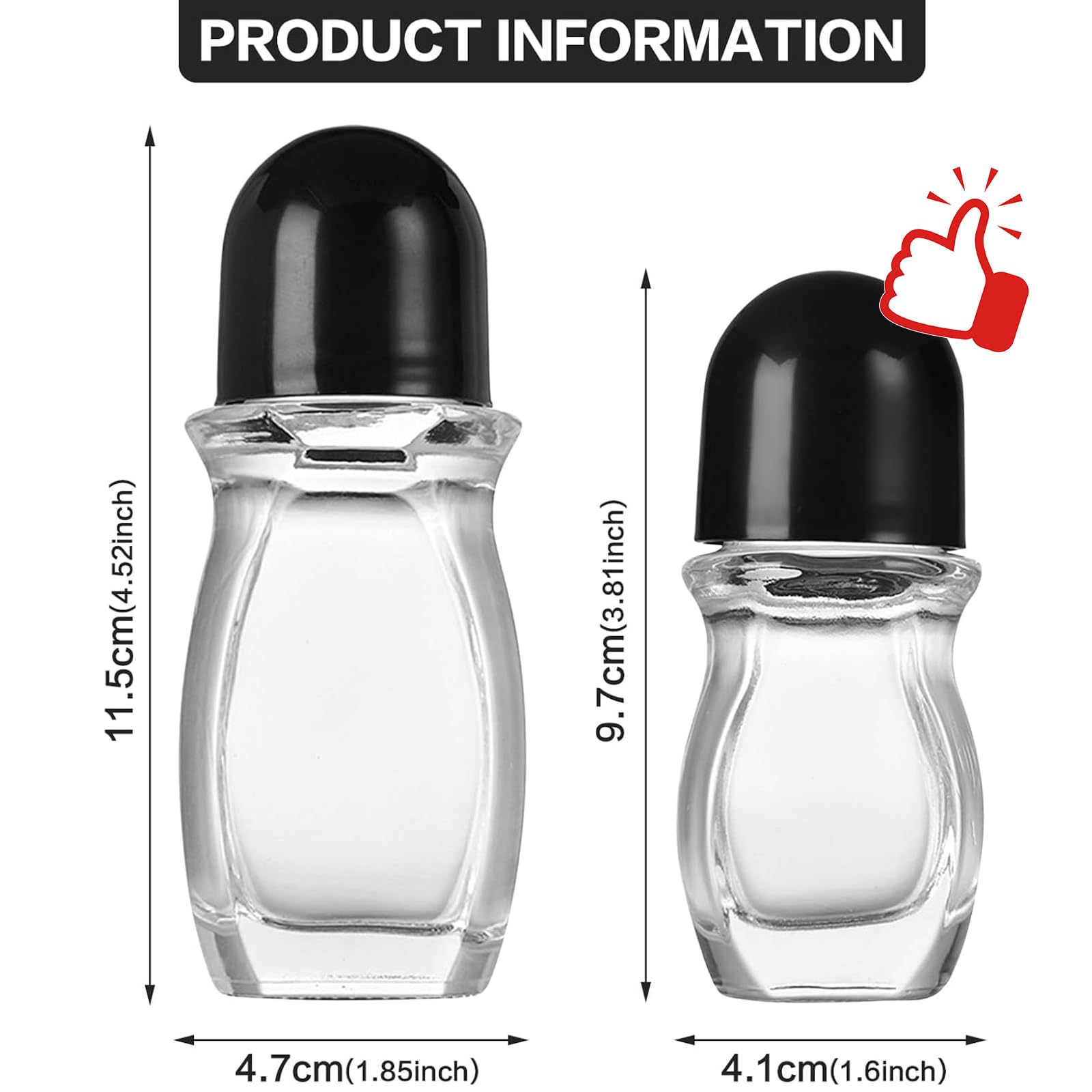 2 Pack 50ml Glass Roll On Bottles for Essential Oils & Perfume - Leak Proof Refillable Deodorant Roller Containers - Perfect for Aromatherapy, DIY Skincare & Travel Size Toiletries