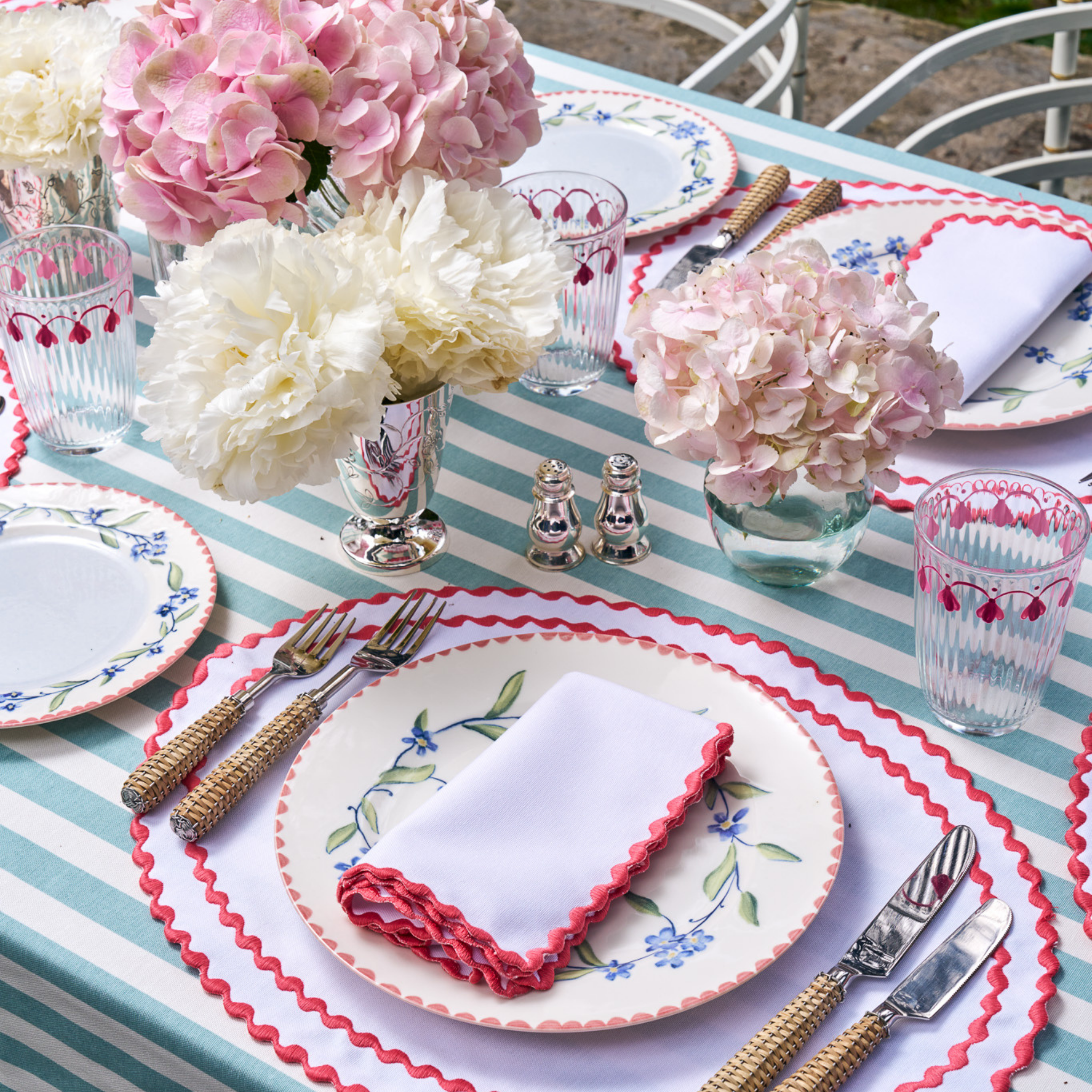 Callie Striped Tablecloth - Waterproof & Wrinkle-Free Rectangular Table Cover for Dining, Parties, and Outdoor Events - Perfect for Weddings, Picnics, and Home Decor (60x84 Inches, Red & White)
