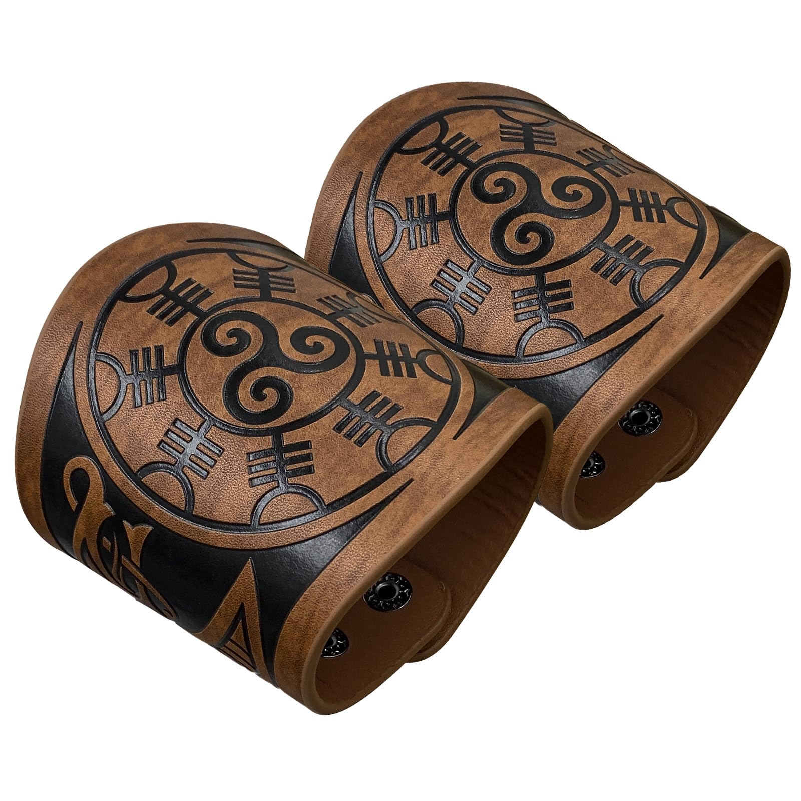 JAOYU Medieval Leather Bracer Set - 2PCS Viking Armor Vambrace Wrist Guards for LARP, Cosplay & Renaissance Fairs | Durable Leather Gauntlet Cuffs for Historical Reenactment & Costume Accessories