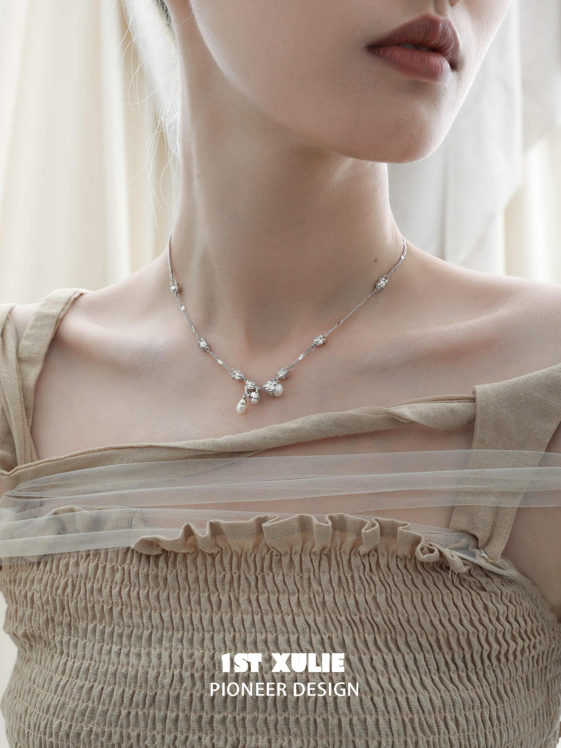 Tears of Mermaid S925 Sterling Silver Tulip Pearl Necklace for Women - Elegant Flower Pearl Pendant Jewelry Gift for Birthday, Anniversary & Valentine's Day | Perfect for Weddings, Parties & Special Occasions