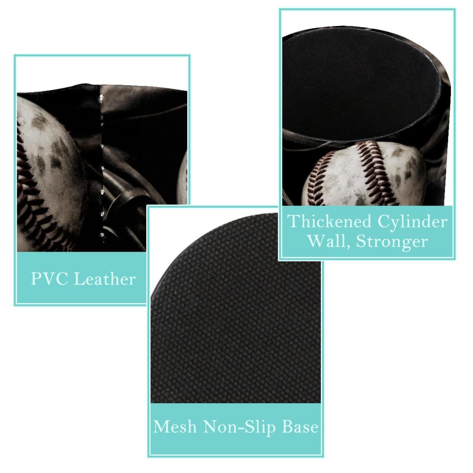 Baseball Pattern Pen Holder & Makeup Brush Organizer - Stylish Desk Pencil Cup for Office, School, and Makeup Vanity | Perfect Gift for Baseball Fans & Stationery Lovers