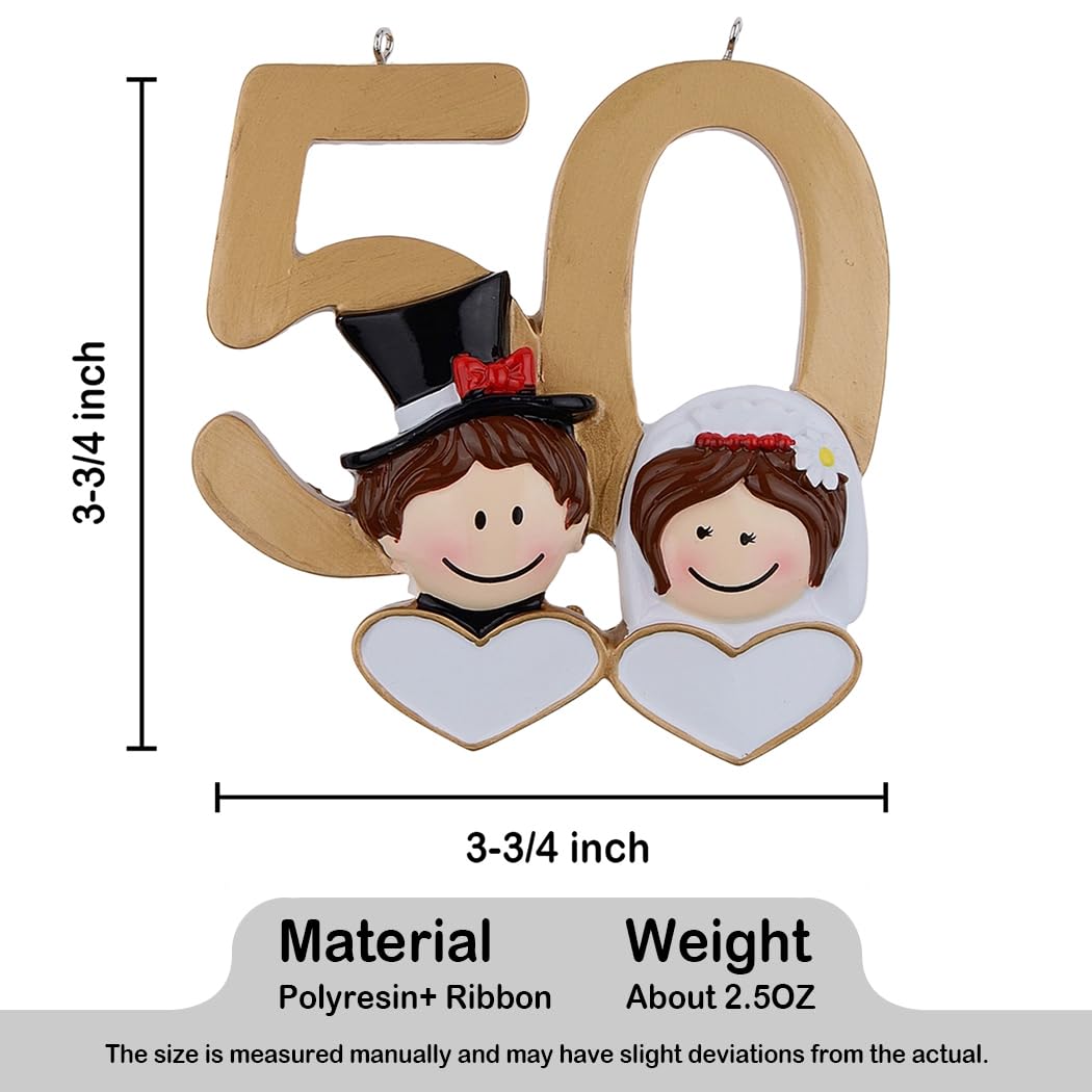 50th Wedding Anniversary Ornament - Personalized Golden Keepsake for Couples Celebrating 50 Years of Marriage - Perfect Christmas Gift for Parents & Grandparents - Home Decor, Tree Ornament, Romantic Gift Idea
