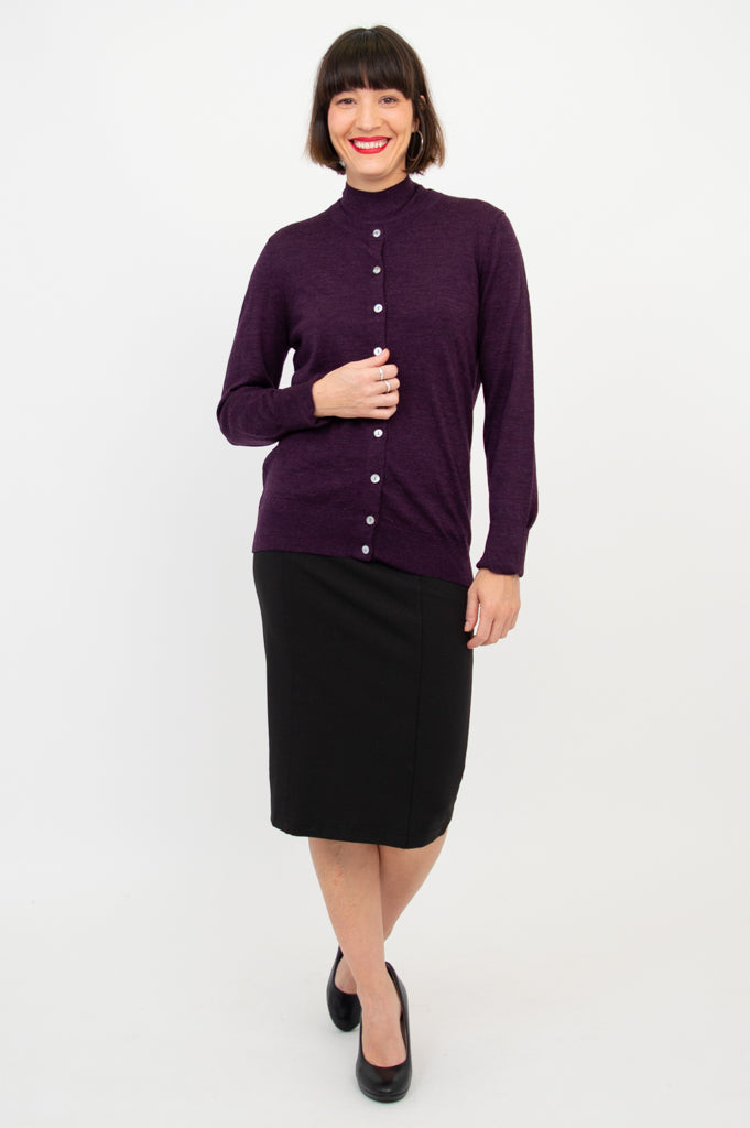 Soft Merino Wool Kitten Cardigan in Plum - Cozy & Warm Sweater for Cats - Perfect for Winter Outfits & Indoor Lounging