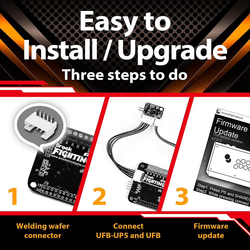 Brook UFB-UP5 Universal Fighting Board Upgrade Kit for PS5 - Small PCB Fighting Game Controller Compatible with PS5, Includes Wafer Connector | Perfect for Arcade Sticks & Tournament Gaming