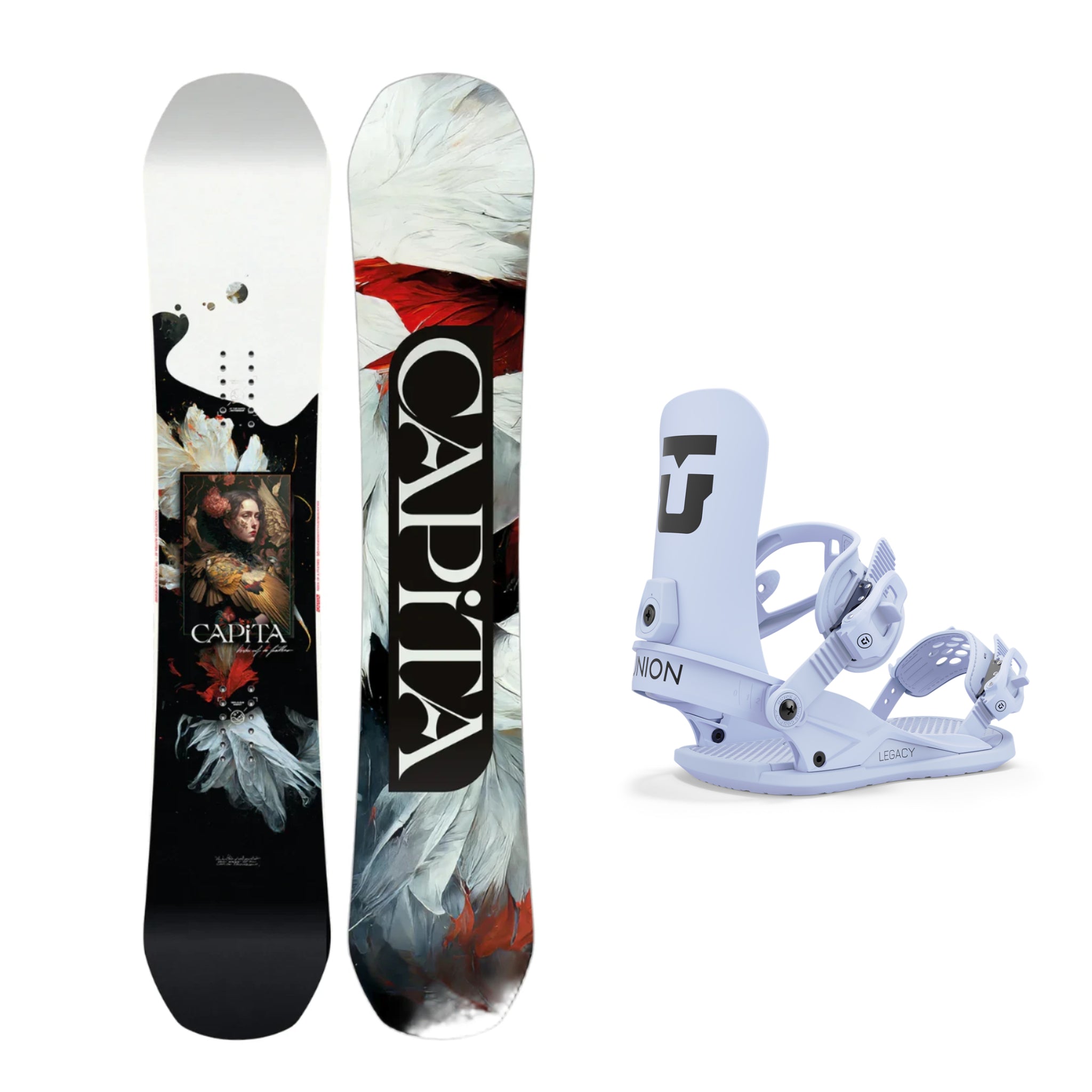 **CAPiTA Women's Birds of a Feather Snowboard 2025 with Union Legacy Bindings – Perfect for All-Mountain Riding & Freestyle Snowboarding**
