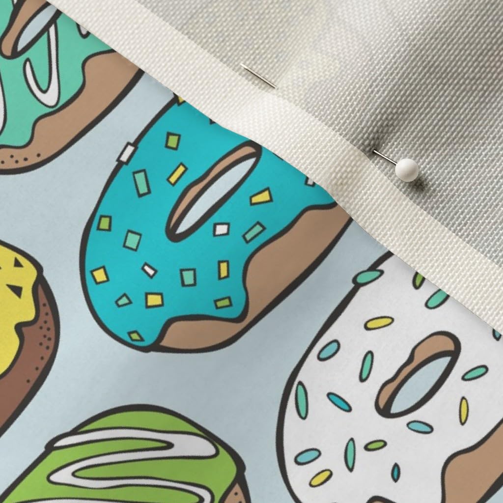 Donut Printed Velvet Fabric by The Yard - Blue Spring Summer Food Sweets Candy Cookies Comic Design for Upholstery, Home Decor & Apparel | Perfect for DIY Projects, Curtains, Throw Pillows & Fashion Sewing