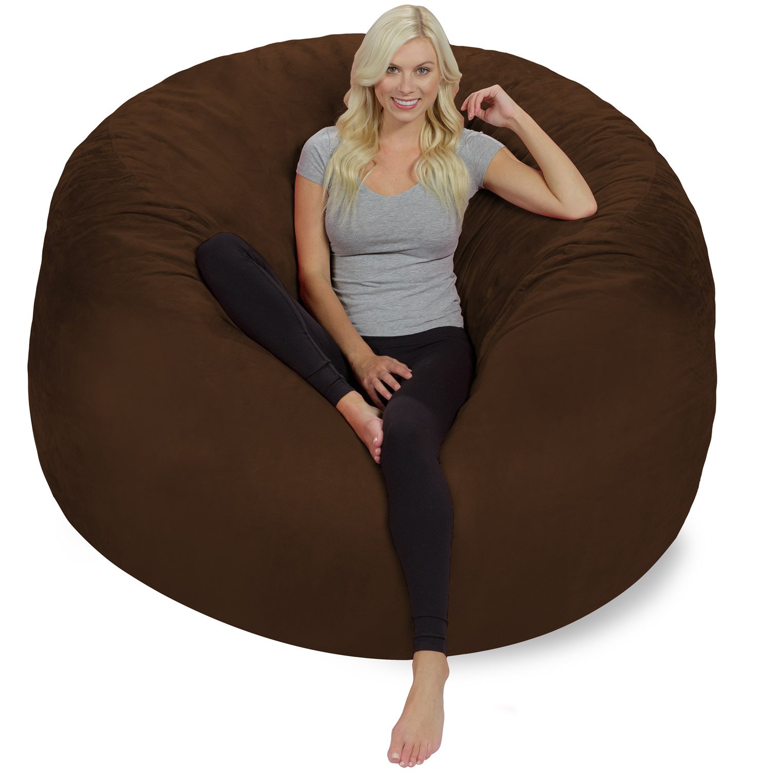 Chill Sack 6' Giant Memory Foam Bean Bag Chair - Oversized Sofa with Soft Microfiber Cover in Chocolate Brown | Perfect for Living Room, Game Room & Dorm Relaxation