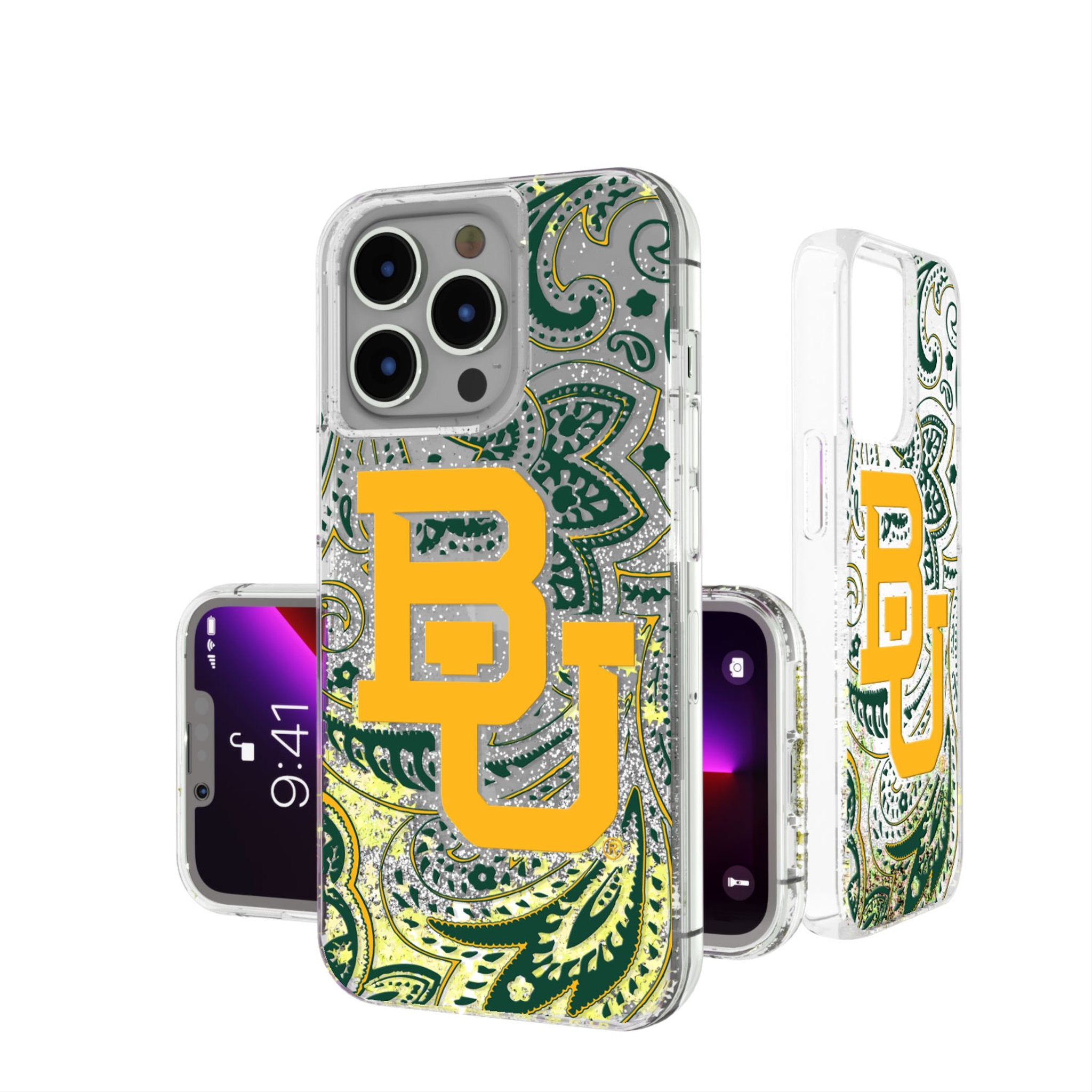 Baylor University Bears Paisley Glitter Phone Case for iPhone & Samsung - Stylish Protective Cover for Fans - Perfect for Game Day & School Spirit
