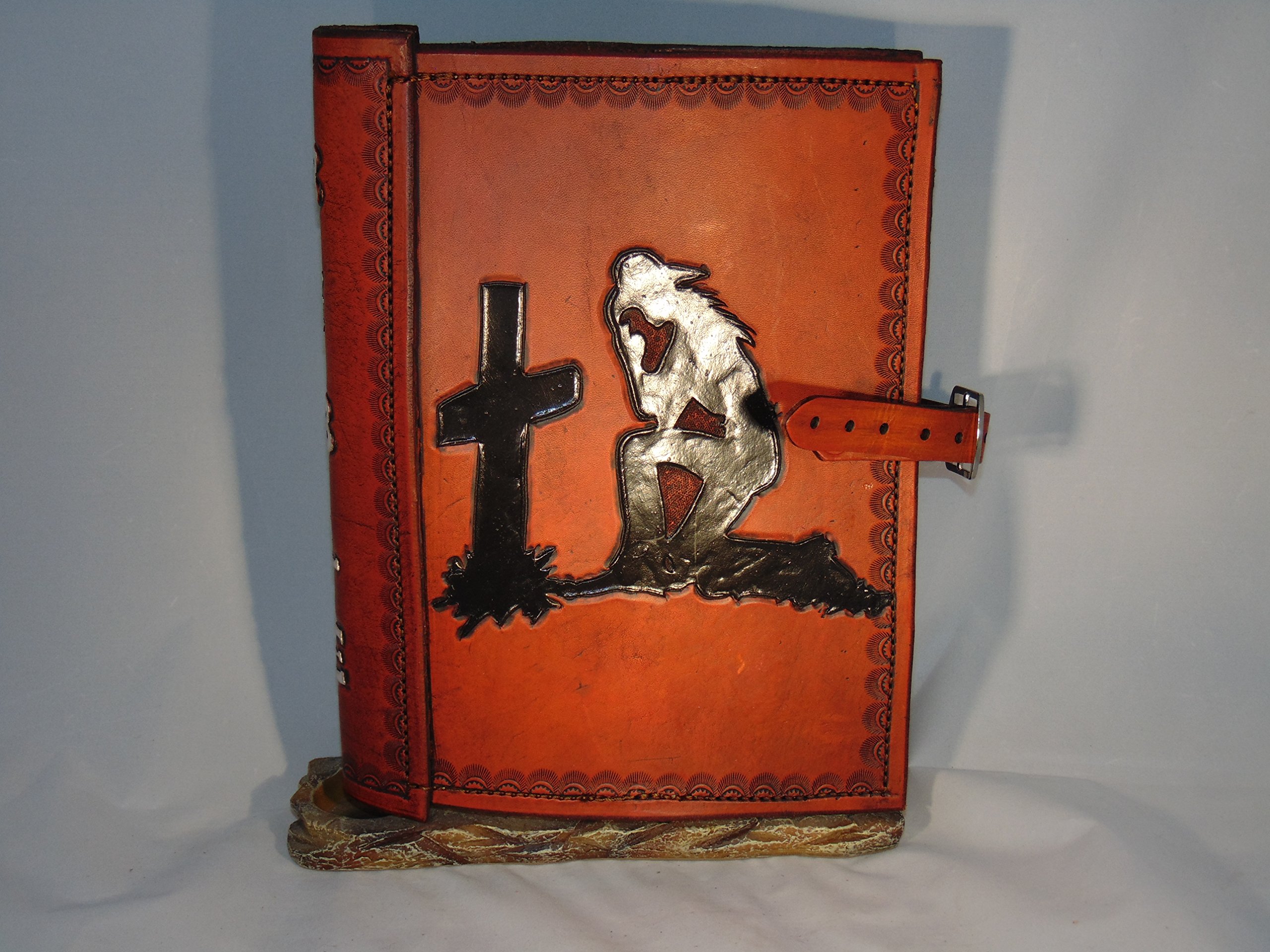 Genuine Leather Bible Cover for Women - Cowgirl Design with Praying Cross - Perfect for Church, Bible Study, and Gift Giving