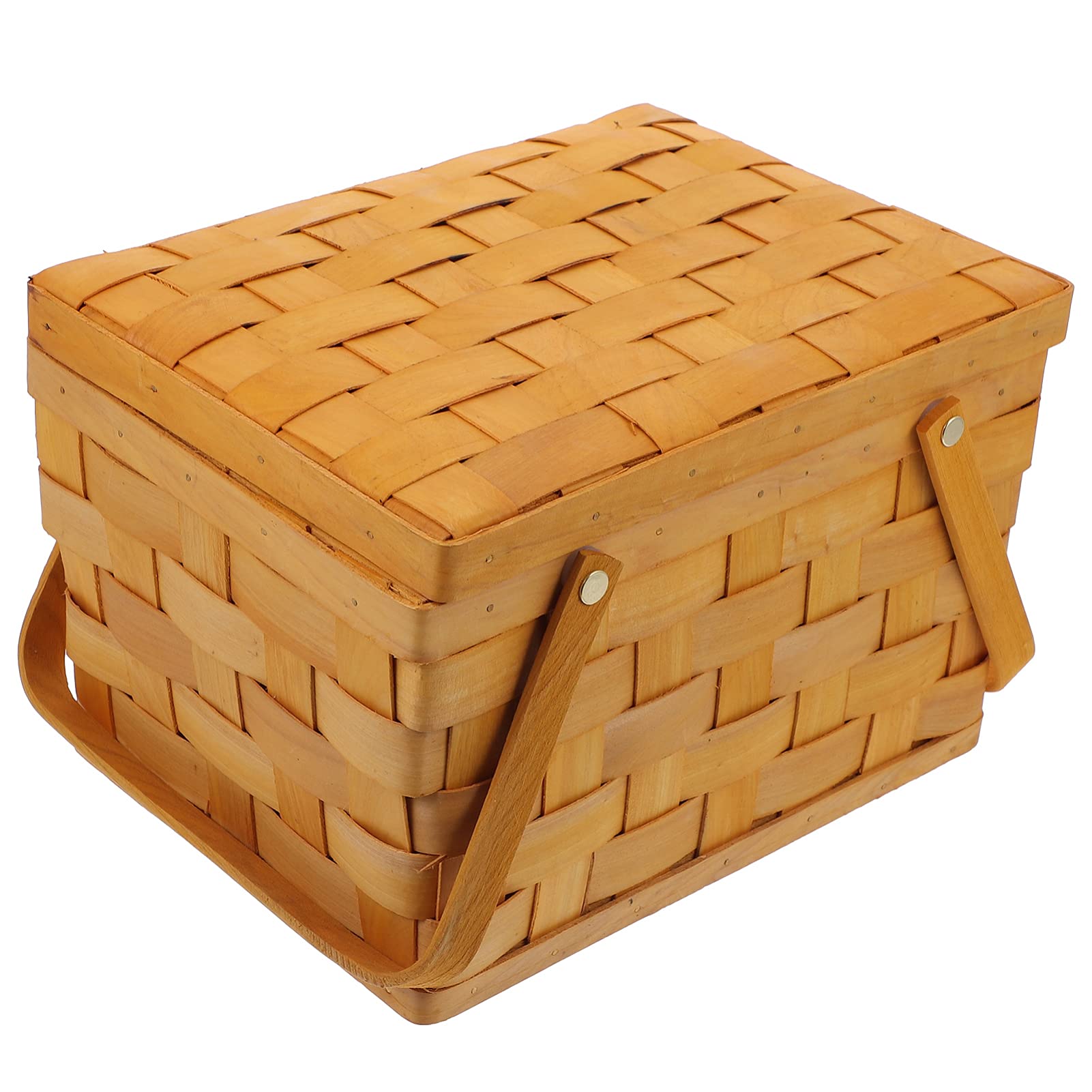 Premium Woven Picnic Basket with Lid - Outdoor Food Container, Wine & Fruit Holder - Rattan Wicker Storage Organizer for Jewelry, Makeup & Sundries - Perfect for Garden, Indoor & Outdoor Use