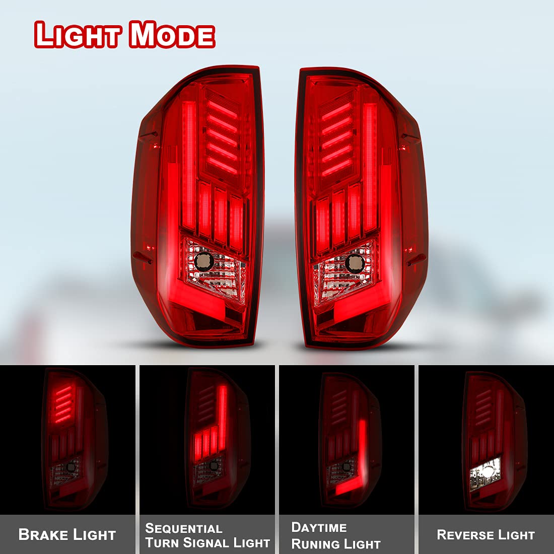 Nixon Offroad LED Tail Lights for 2014-2021 Toyota Tundra - Sequential Turn Signals, Brake Lights & DRL - Red Lens (Pair) - Upgrade Your Pickup's Style & Safety for Night Driving & Off-Road Adventures