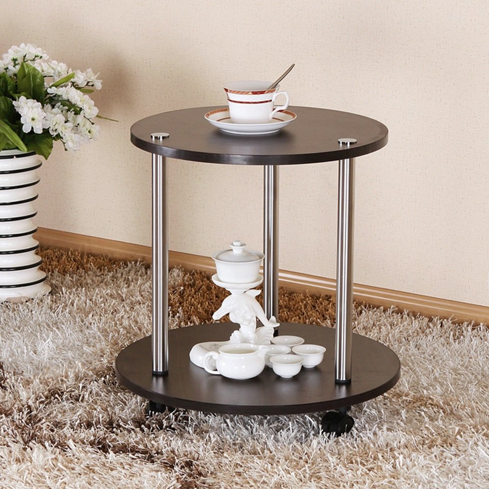 Round Coffee Table ZR - Small Black Tea Table for Living Room, Balcony & Moving - Modern Circular Tea Rack for Home Decor & Relaxation | Perfect for Tea Time, Reading Nook & Small Space Furniture
