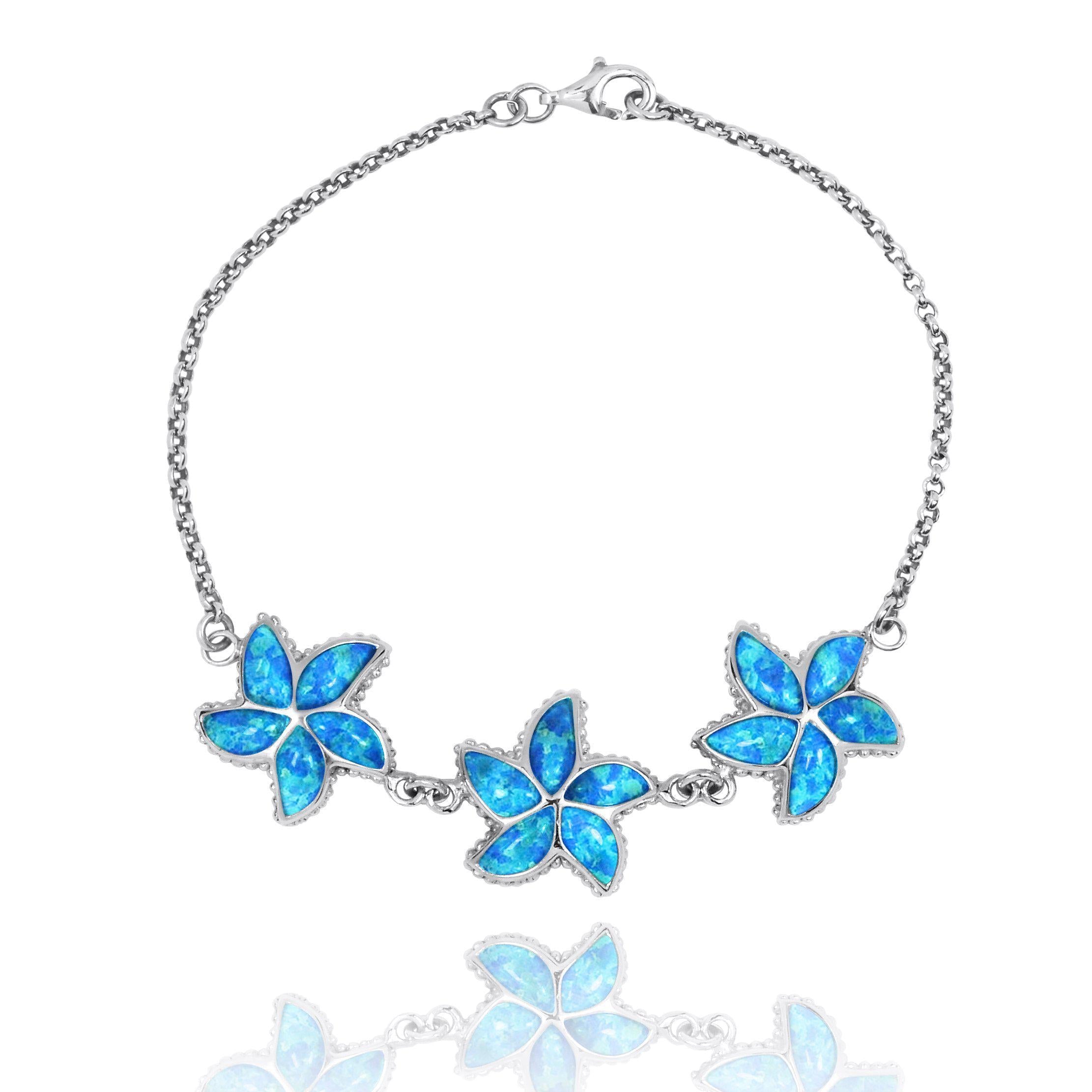 Blue Opal Starfish Bracelet for Women - Handmade Adjustable Beaded Jewelry - Perfect for Beach Vacations & Summer Outfits