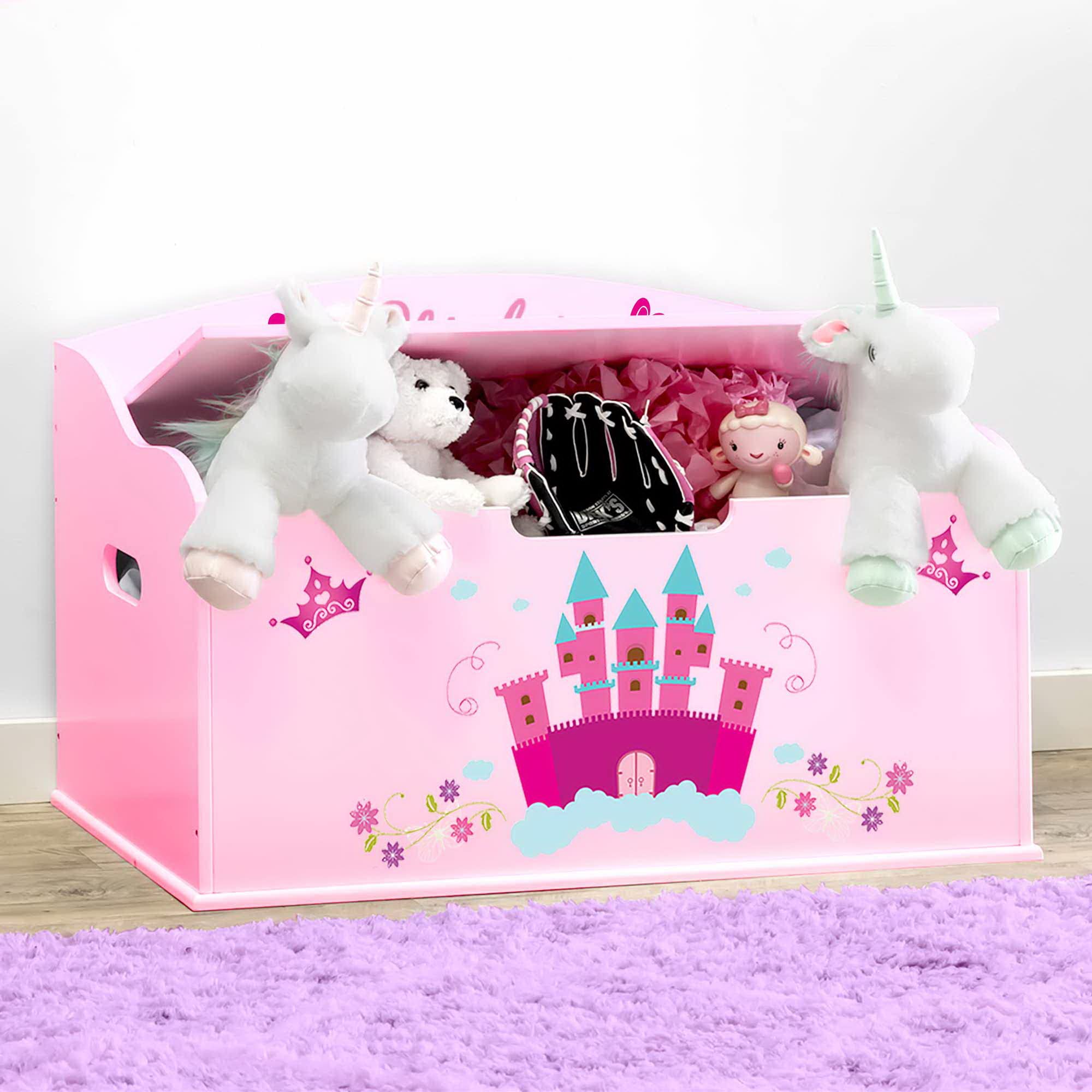 DIBSIES Personalized Creative Wonders Toy Box (Princess, Pink) - Perfect for Kids Room Storage, Birthday Gifts & Nursery Organization