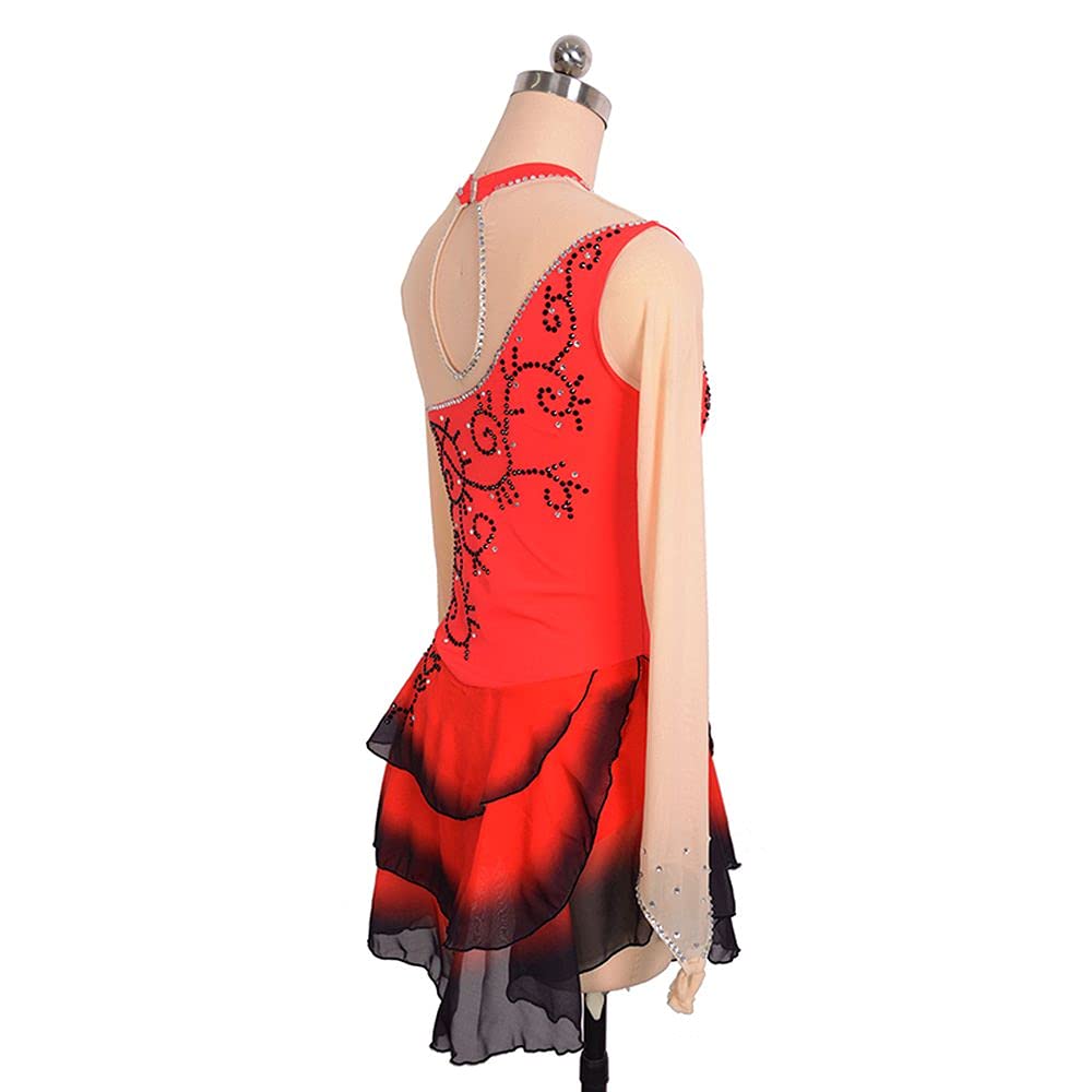 LIUHUO Girls Figure Skating Dress - Red Competition Performance Outfit for Teens & Youth | Ice Skating Costume for Shows, Recitals & Championships