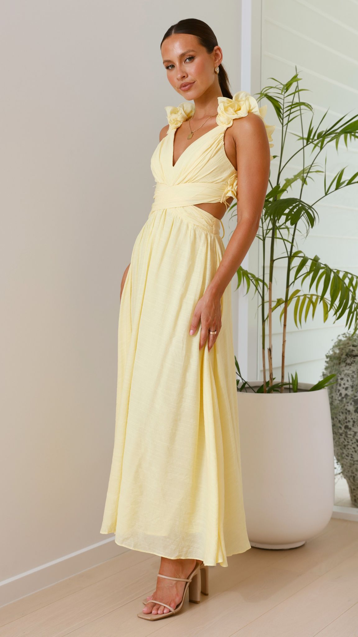 Galilhai Maxi Dress for Women - Flowy Long Summer Dress in Yellow | Perfect for Beach, Vacation & Casual Outings