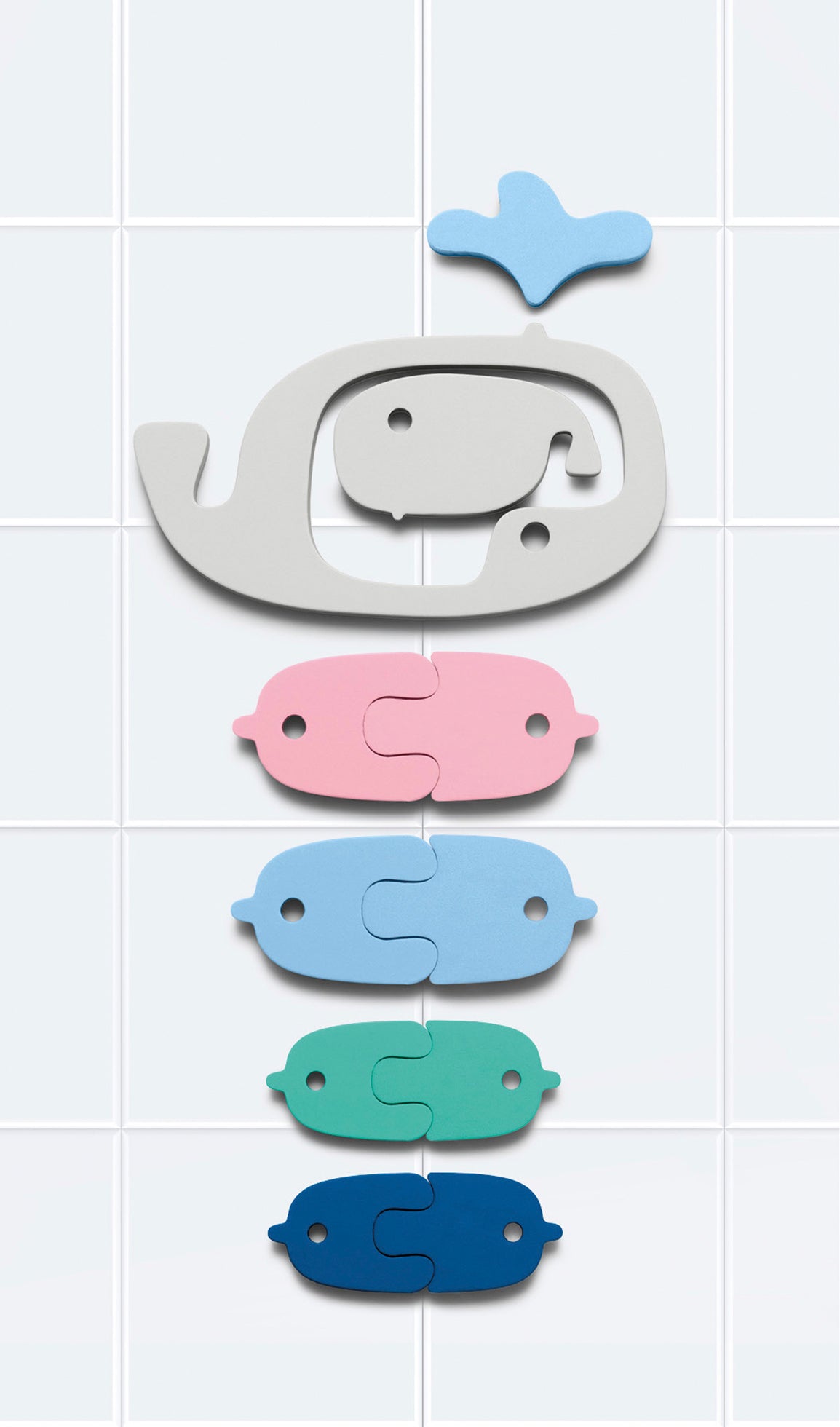 Quut Soft Foam Bath Puzzle - Whale Shaped Non-Toxic Foam Toys for Kids | Fun Bathtime & Pool Playtime Learning Activity
