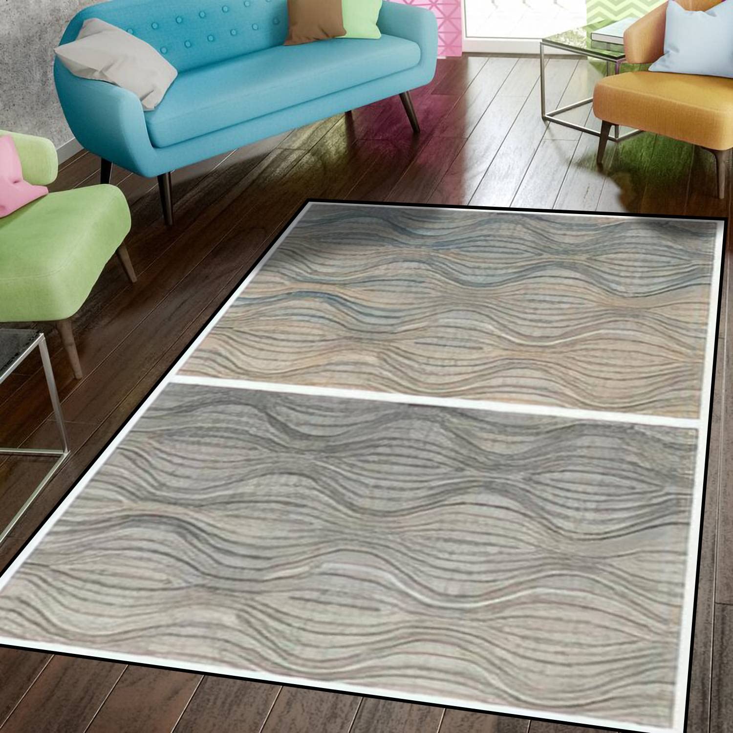 Distressed Woven Non-Slip Area Rugs - Soft Ethnic Design Carpet for Indoor & Outdoor Use - Perfect for Living Room, Bedroom, Bathmat, Yoga Mat & Home Decor