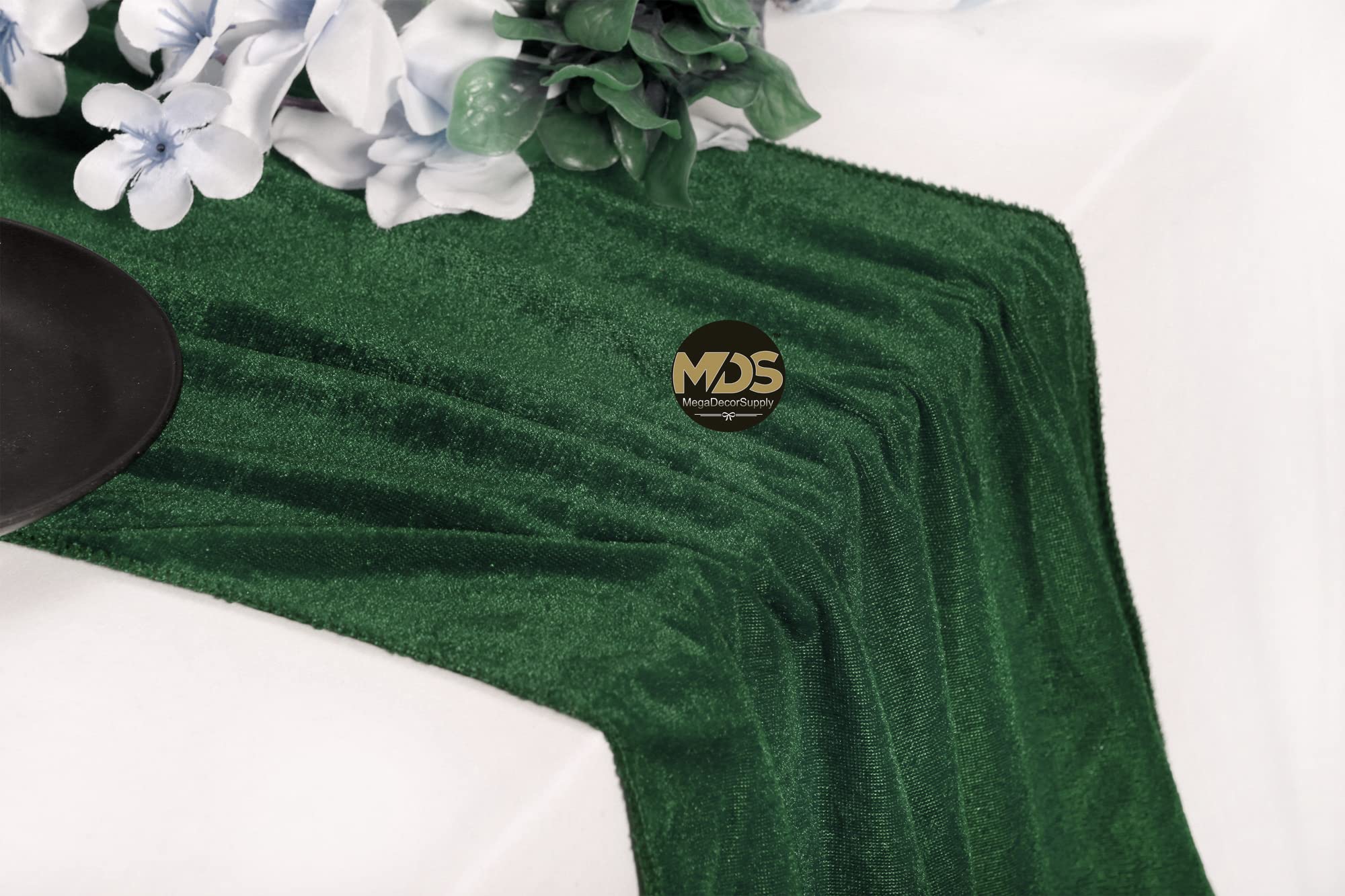 20 Pack 12x108 Inch Velvet Table Runners for Wedding Banquet Decor - Premium Hunter Green Tablecloths for Reception, Party, and Special Event Decorations