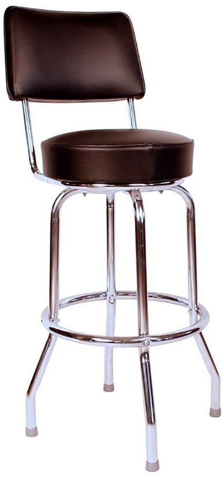 Swivel Bar Stool with Back - 30 Inch Height, Chrome Metal Frame & Black PU Seat - Adjustable Height Counter Stool for Kitchen Island, Breakfast Bar & Home Pub Decor