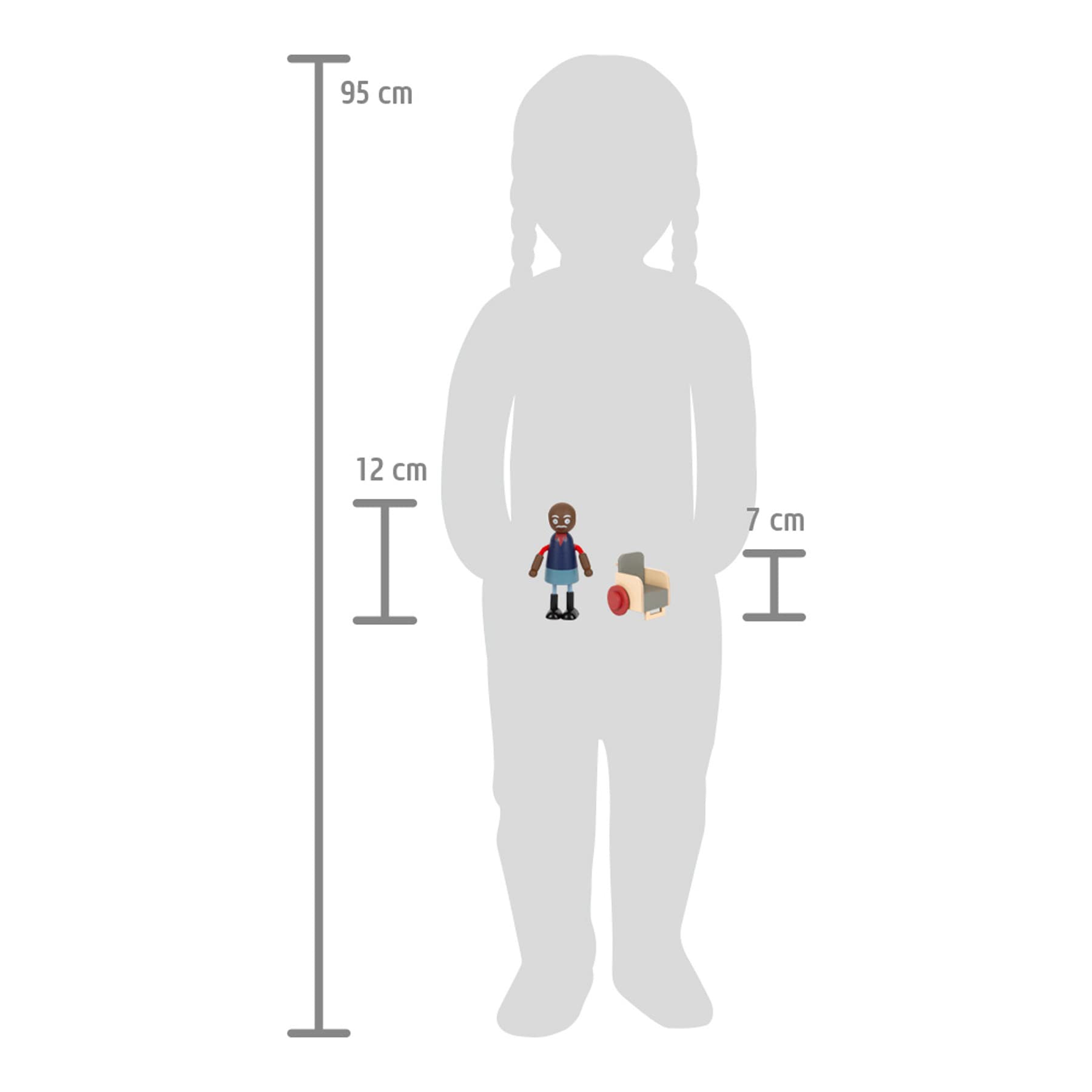 Flexible Wooden Dolls with Wheelchair - Small Foot Familia 6-Piece Set, Various Ages, Genders & Skin Tones (12396) - Perfect for Inclusive Play, Preschool Education & Special Needs Therapy