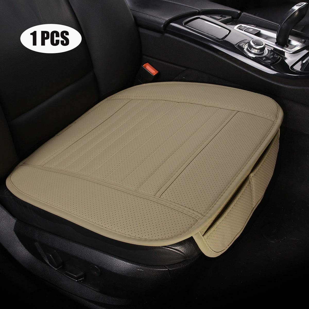 PU Leather Car Seat Cover - Durable Beige Interior Protection for Auto, Office Chair, and Home Furniture (1PCS)