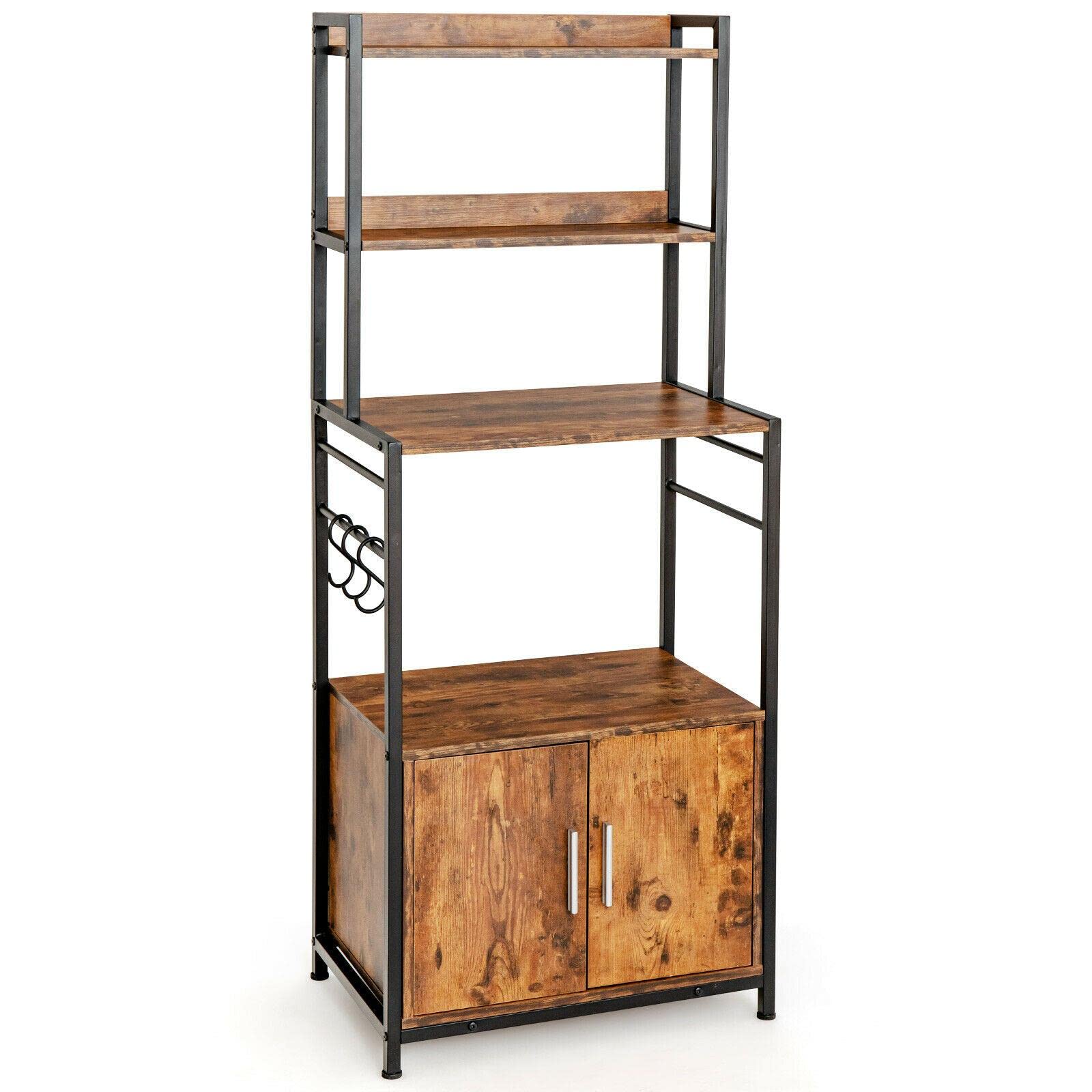AWED 4-Tier Microwave Oven Stand - Space Saving Kitchen Storage Organizer for Microwave, Spices, Utensils & Cookbooks - Durable Metal Shelf for Small Kitchen, Apartment, RV & Dorm Use