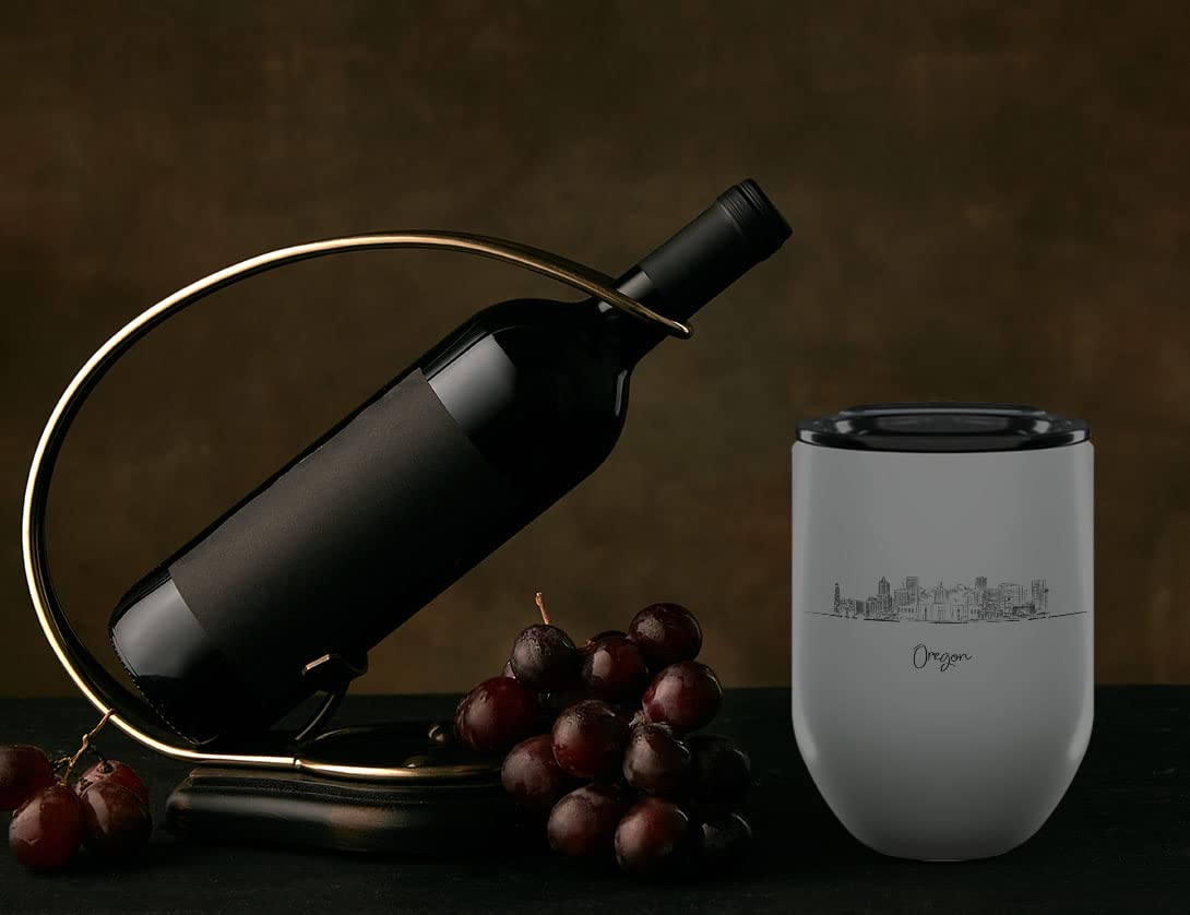 12 Oz Insulated Wine Tumbler with Lid - Oregon The Beaver State Gifts & Souvenirs - Perfect for College Graduation, Long Distance Gifts for Her - Unique Drinkware for Outdoor Picnics, Travel & Office Use