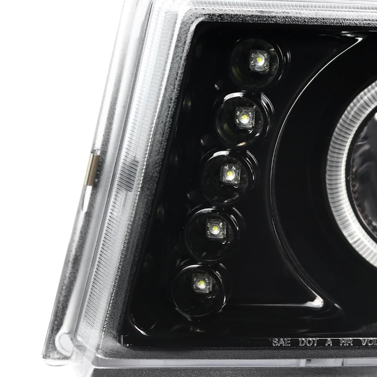 Spec-D Tuning Glossy Black LED Halo Projector Headlights + Bumper Lights for 2004-2012 Chevy Colorado & GMC Canyon - Complete Left & Right Headlamp Assembly - Upgrade Your Truck's Style & Night Visibility for Off-Roading & Daily Driving