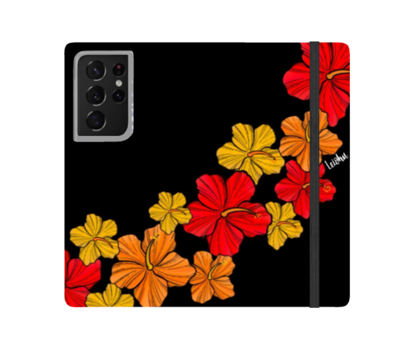 Retro Floral Hibiscus Wallet Case for Samsung Galaxy - Stylish & Protective Phone Cover for Everyday Use, Travel, and Shopping