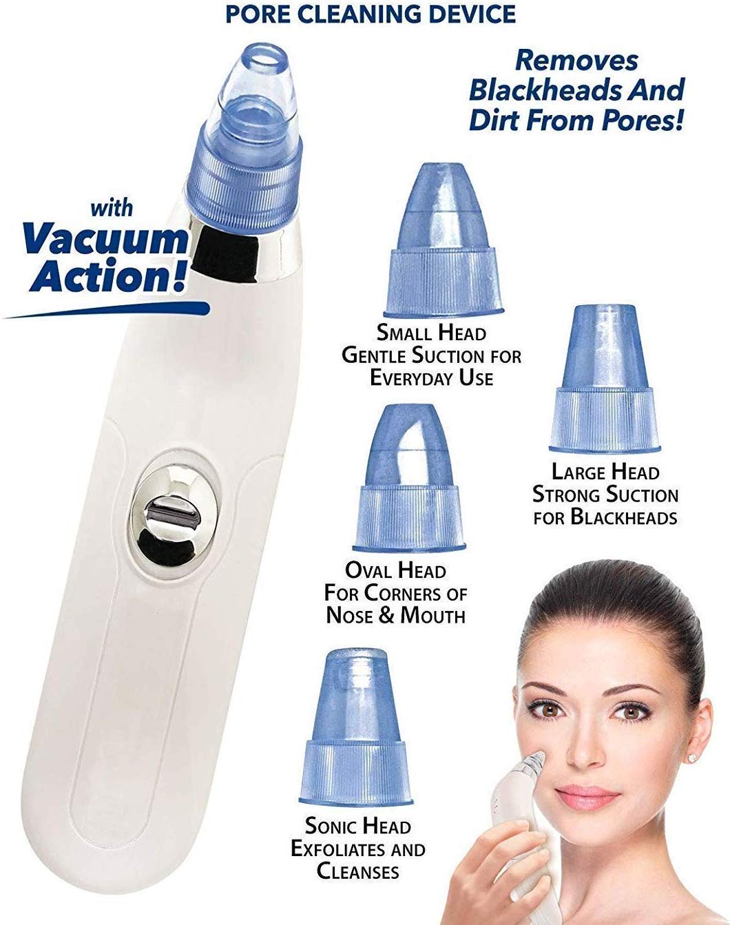 Surat Dream Facial Pore Cleaner & Blackhead Remover Vacuum Machine - White | Deep Cleansing for Acne, Blackheads & Oily Skin | Perfect for Home Spa & Skincare Routine