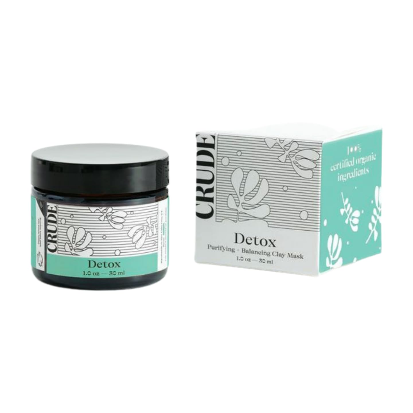 CRUDE Detox - Purifying & Balancing Clay Mask for Acne-Prone Skin | Microbiome-Friendly, Soap-Free, Anti-Inflammatory Skincare | Deep Cleansing, Dead Skin Removal & Texture Improvement | 1 oz | Perfect for Daily Skincare Routine & Post-Workout Refresh