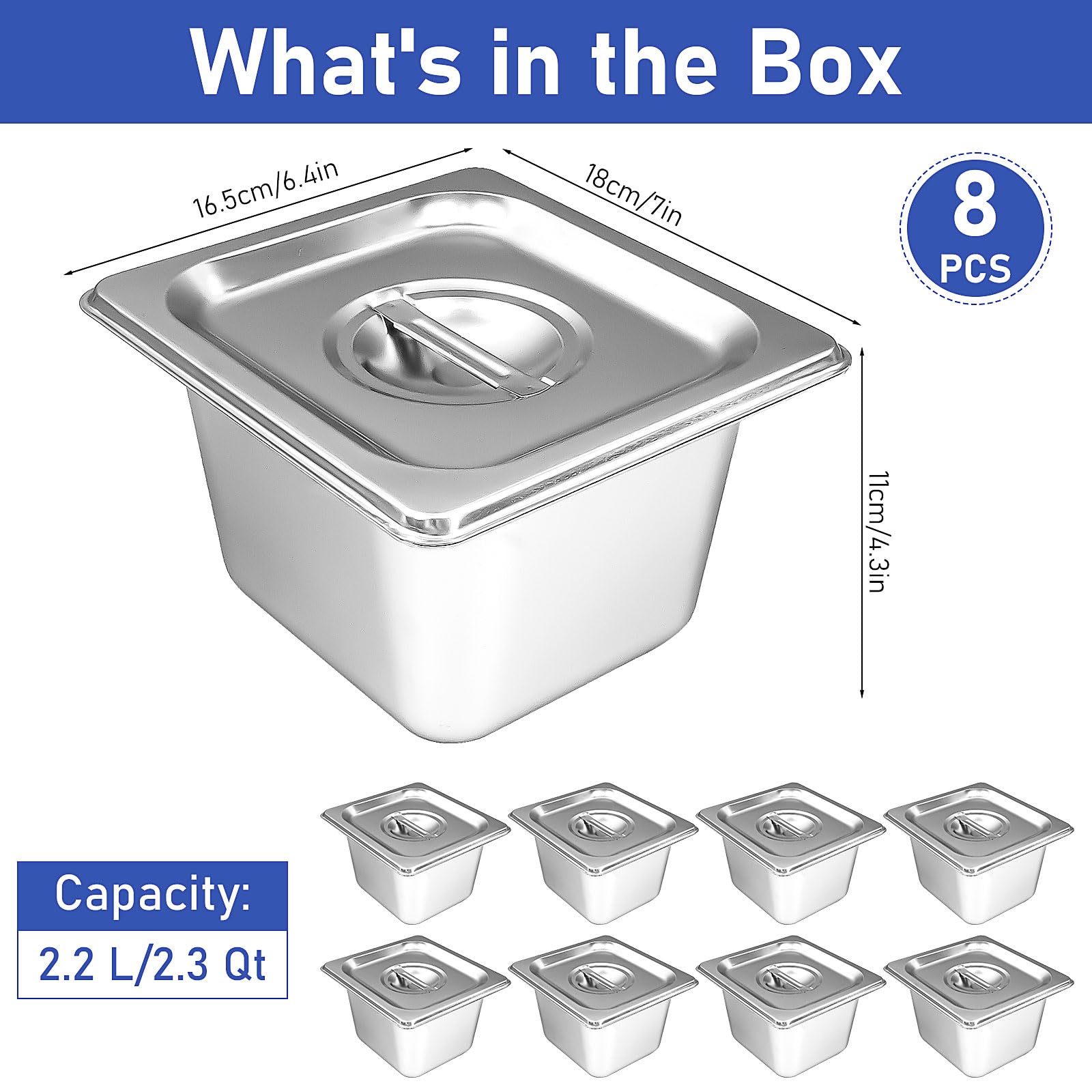 8-Piece Stainless Steel Hotel Pans Set - 4
