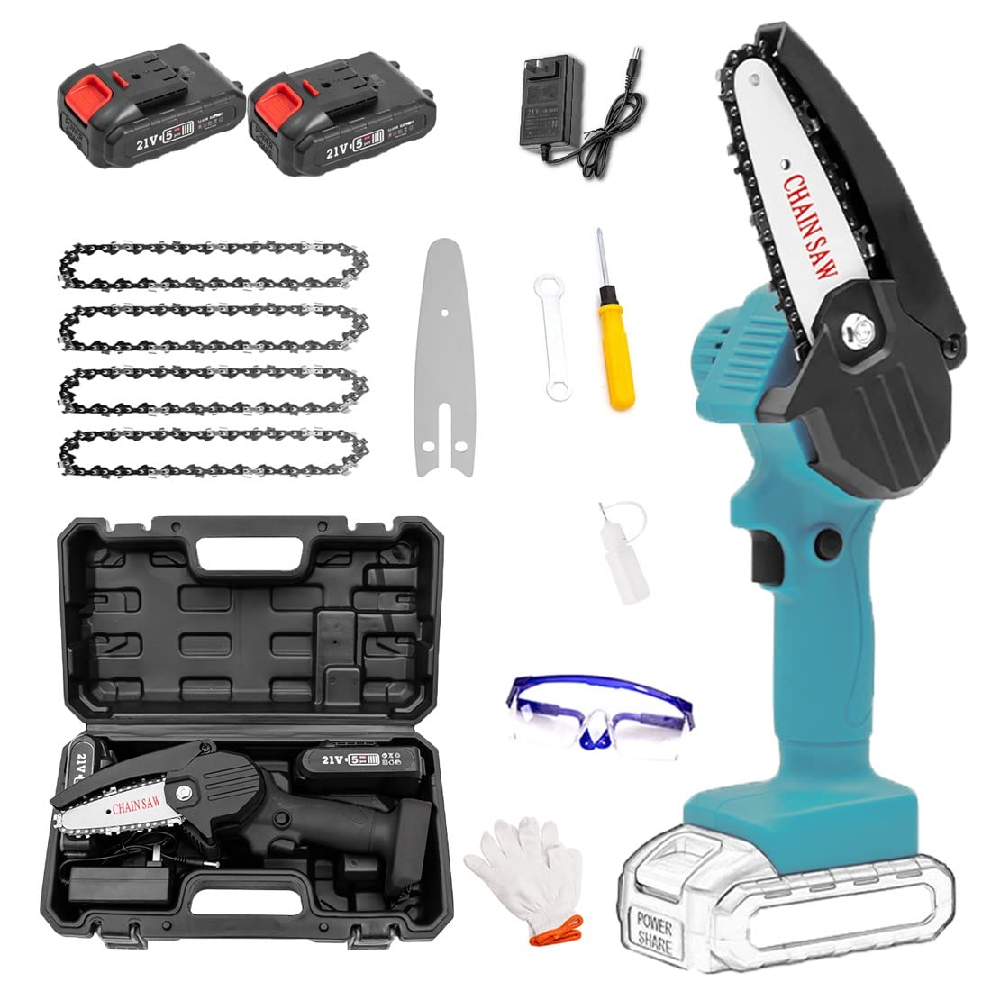 **4 Inch Mini Chainsaw Cordless Battery Powered - Portable Electric Chainsaw with LED Light & Charger - Perfect for Gardening, Wood Cutting, Tree Pruning & Outdoor Camping**