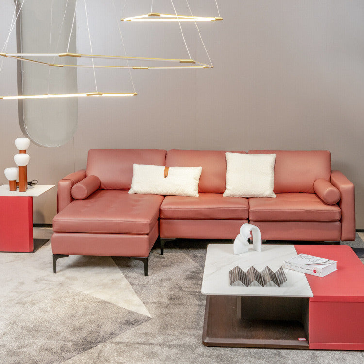 Modular L-Shaped 3-Seater Sectional Sofa with Reversible Chaise & USB Ports - Modern Living Room Furniture for Small Spaces & Apartments - Perfect for Home Theater, Gaming & Family Gatherings