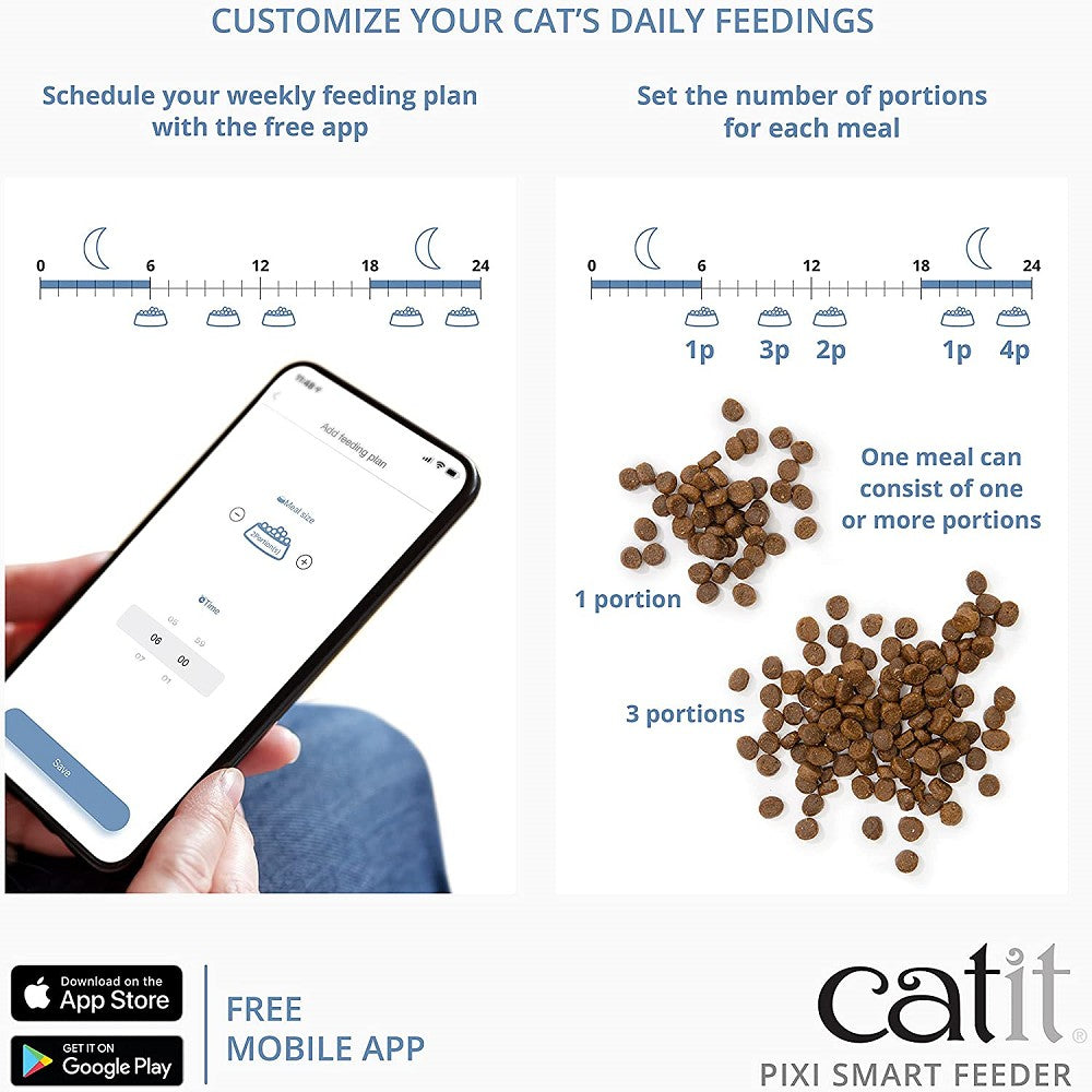 Pixi Smart Feeder - Automatic Pet Food Dispenser with Timer & Portion Control - Perfect for Cats & Dogs at Home or Travel
