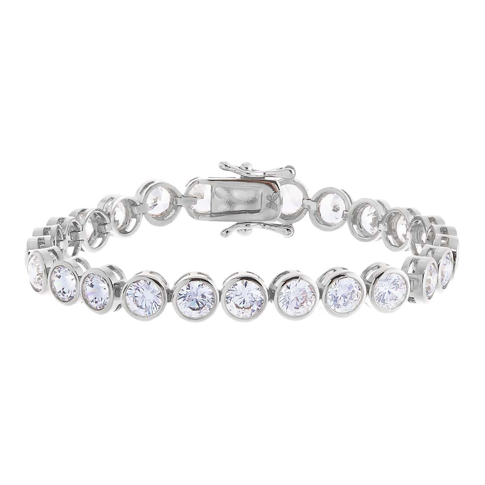 Elegant Bezel Set Tennis Bracelet for Women - 14K Gold Plated Cubic Zirconia Tennis Chain Bracelet - Perfect for Weddings, Parties & Special Occasions