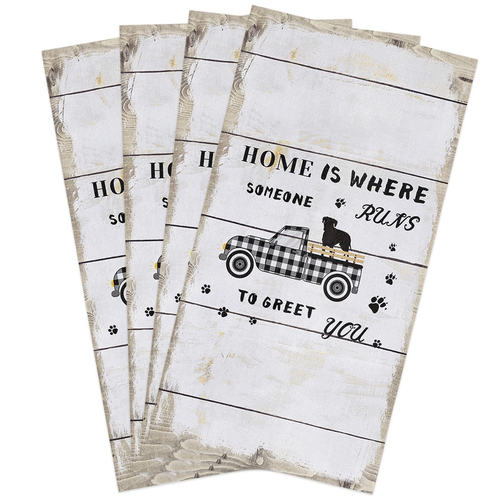 Vandarllin Absorbent Microfiber Dish Towels Set of 4 - 18x28 Inch Kitchen & Bathroom Tea Towels for Washing Drying Dishes | Farmhouse Home Decor, Perfect for Daily Cleaning & Hosting Guests