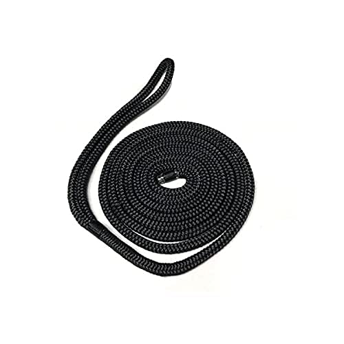 Premium Double Braid Black Boat Dock Line - 3/8