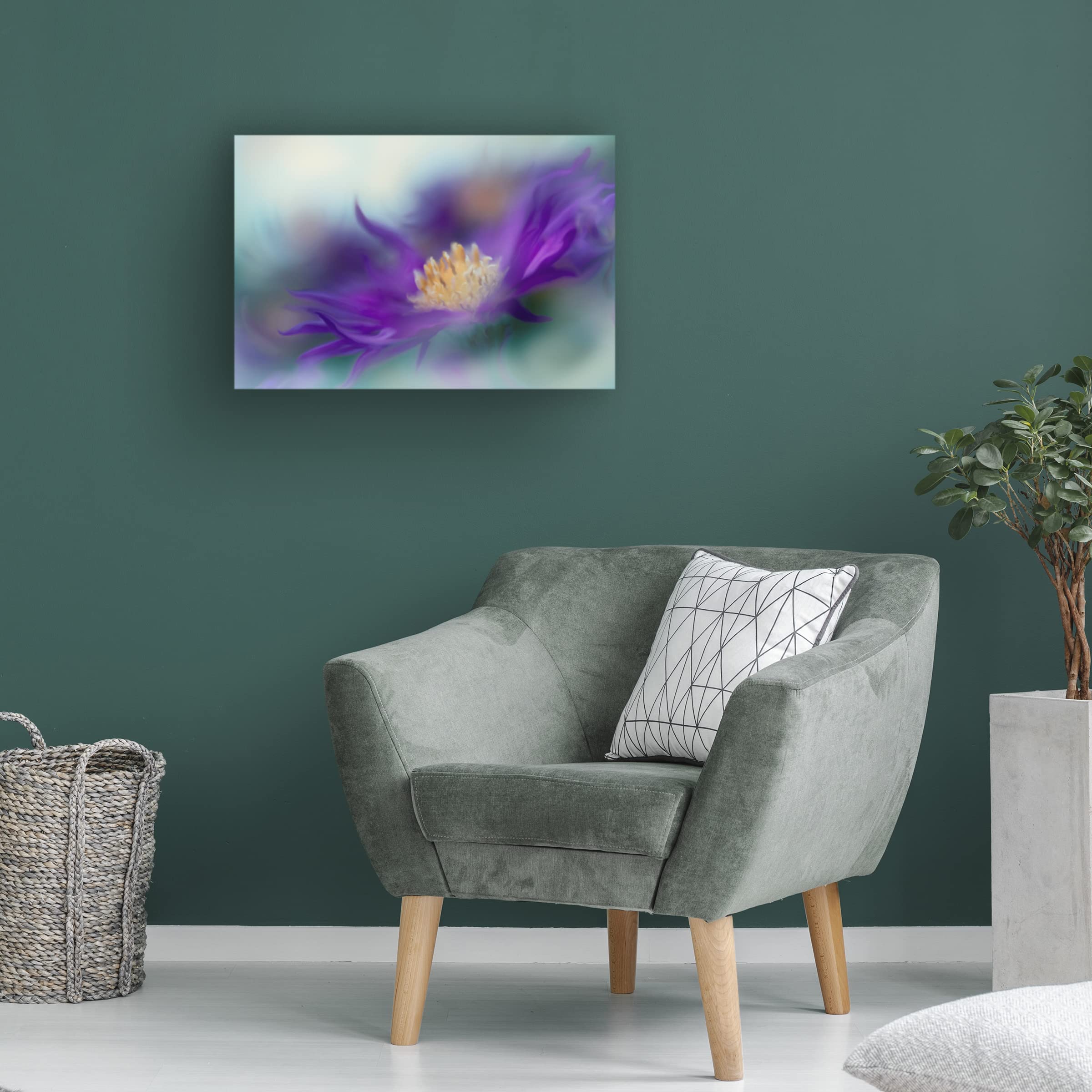 Gillian Hunt 'Gold And Purple in the Mist I' Canvas Wall Art Print - Modern Abstract Painting for Living Room, Bedroom & Office Decor