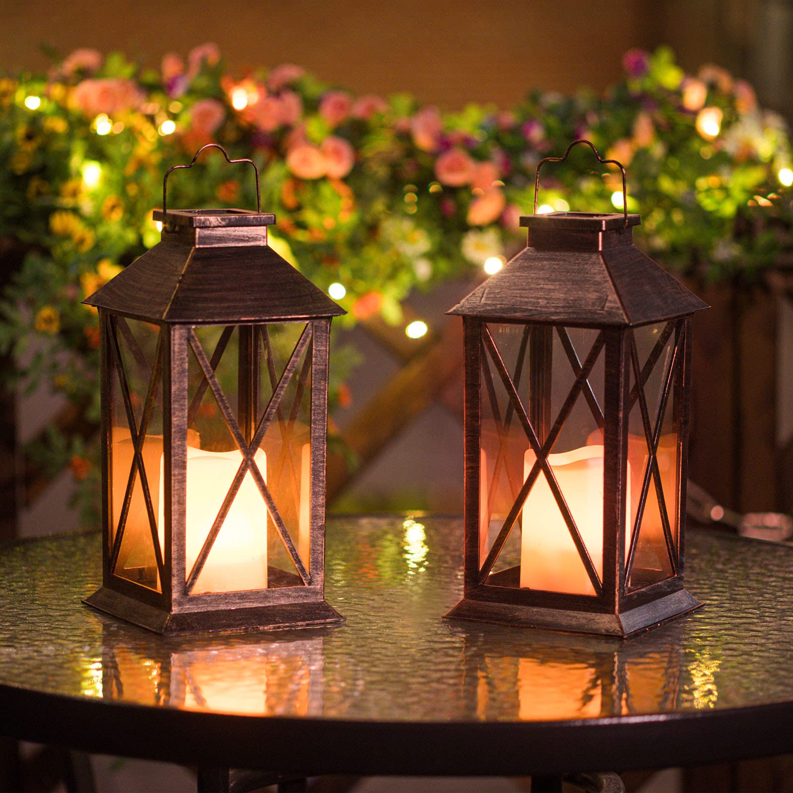 Square Solar Lantern Outdoor - Waterproof Hanging Garden Lights for Patio, Pathway, Yard - Solar Powered Decorative Lighting for Parties, Weddings & Outdoor Decor