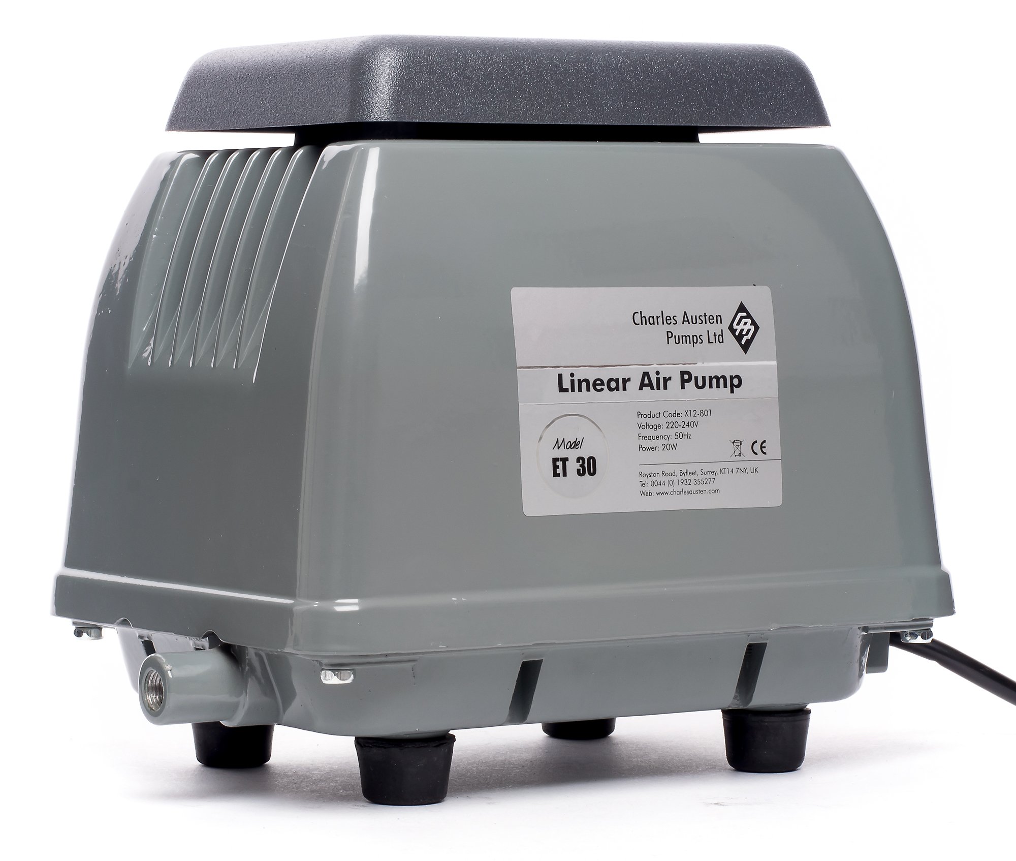 Charles Austen ET 30 Air Pump - 30L/min High Performance Aquarium Air Pump for Fish Tanks, Ponds & Hydroponics Systems | Quiet Oxygen Pump for Aquatic Plants & Aeration