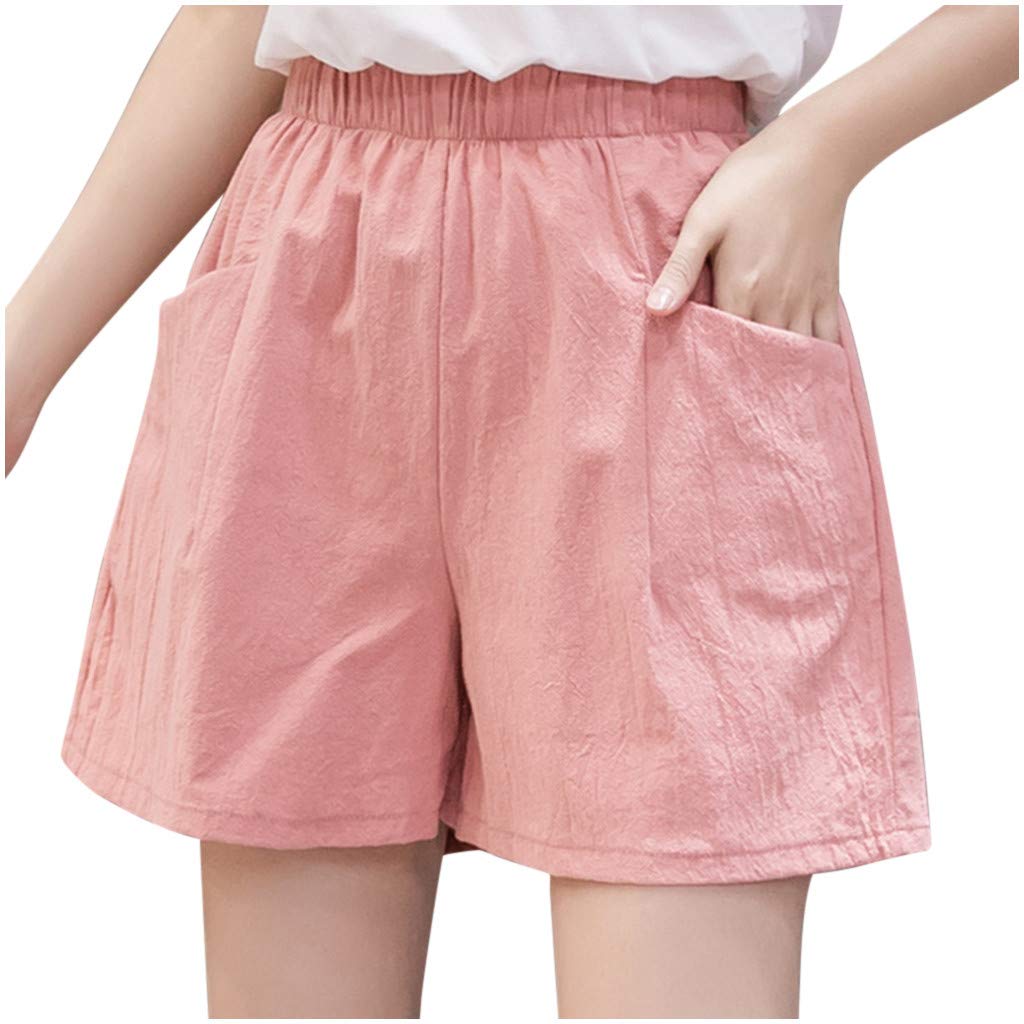 ZEFOTIM Women's High Waist Linen Shorts - Breathable Loose Fit Casual Wide Leg Summer Shorts for Beach, Travel & Everyday Wear
