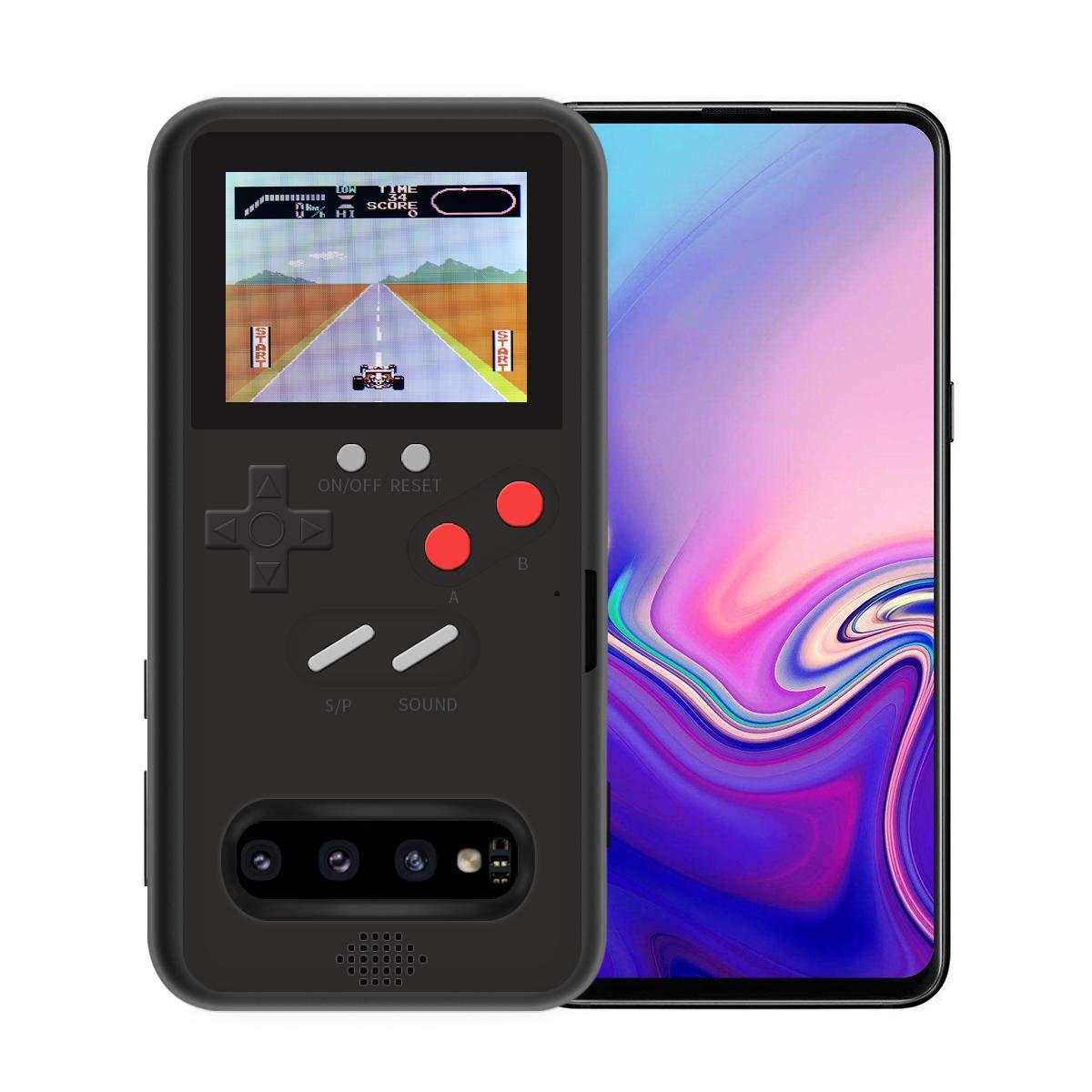 LIOWE Retro Gameboy Phone Case for Samsung S10 - 3D Handheld Game Console Protective Cover with 36 Classic Games, Shockproof Video Game Case (Black) - Perfect for Gaming Enthusiasts & Nostalgic Play
