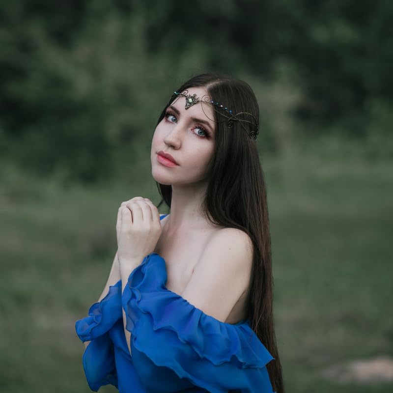 Handmade Elven Fairy Circlet - Dark Antler Headpiece for Cosplay, Renaissance Fairs & Fantasy Costumes | Bronze Deer Antler Tiara Crown for Women | Witch, Princess & Elf Costume Accessories | Perfect for Halloween, LARP & Themed Parties
